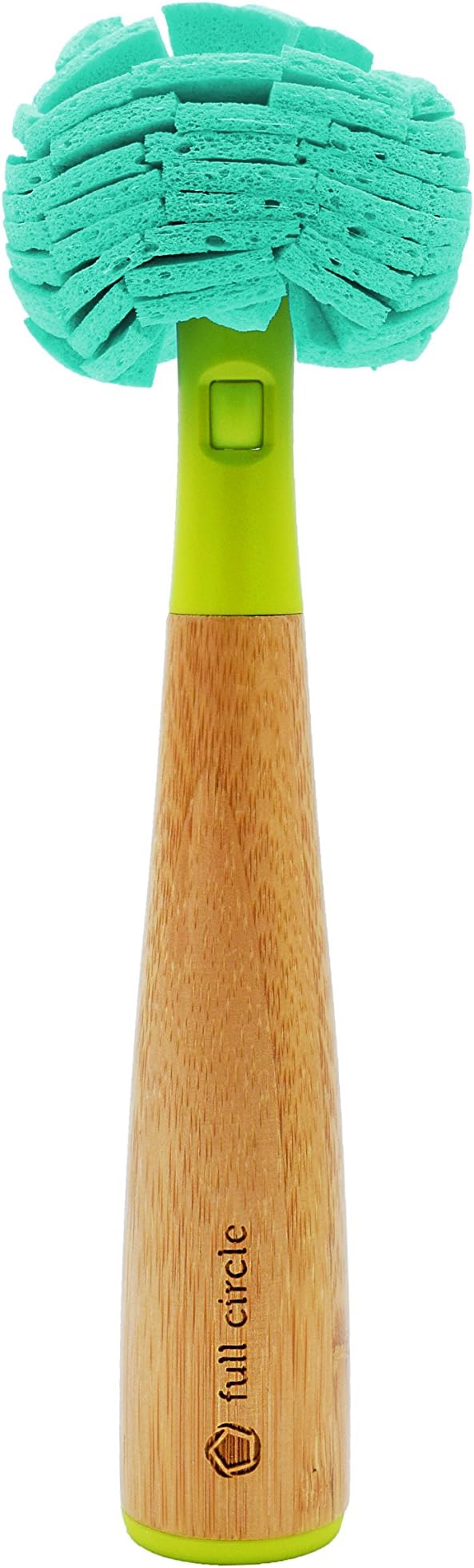 Full Circle Crystal Clear 2.0 Replaceable Bamboo Handle Glassware & Dish Cleaning Sponge, Green