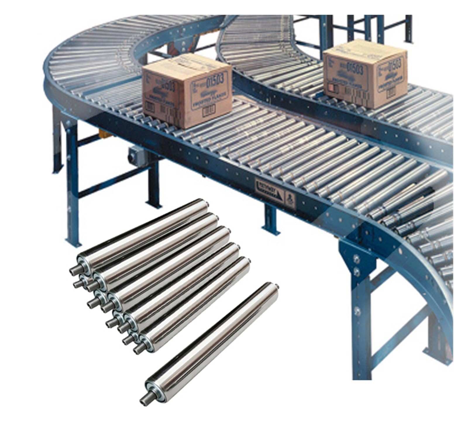 Parte di ricambio del rullo trasportatore in acciaio zincato per rulli industriali per biciclette (D50mm 750MM/29.5 '')