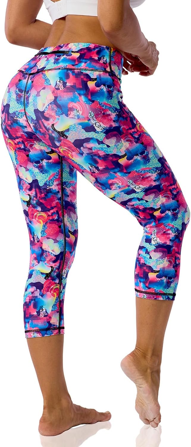 UIUO-UIPEU Pattern Printed Capri Leggings with Pockets for Women Tummy Control Workout Yoga Capris - Image 3