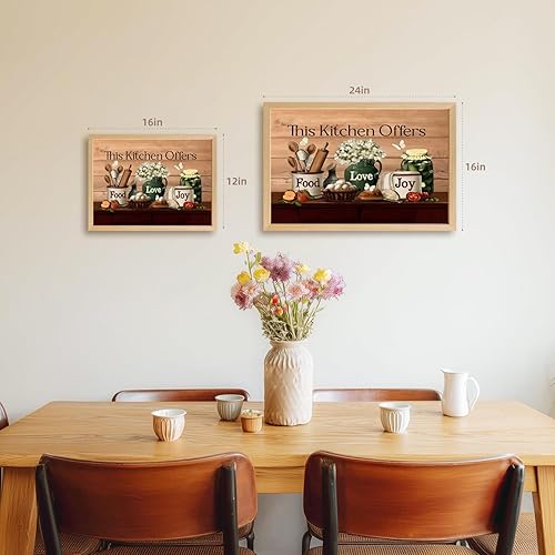 Miniatura 4 de LLEEMPI Arte de pared de mariposa floral vintage, impresión de póster rústico de margaritas, esta cocina ofrece comida amor alegría pintura en