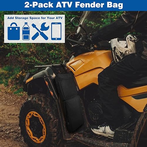 Miniatura 2 de WITSTEP Paquete de 2 bolsas de guardabarros para ATV, bolsas de almacenamiento resistentes al agua para ATV bolsa de sillín desmontable con