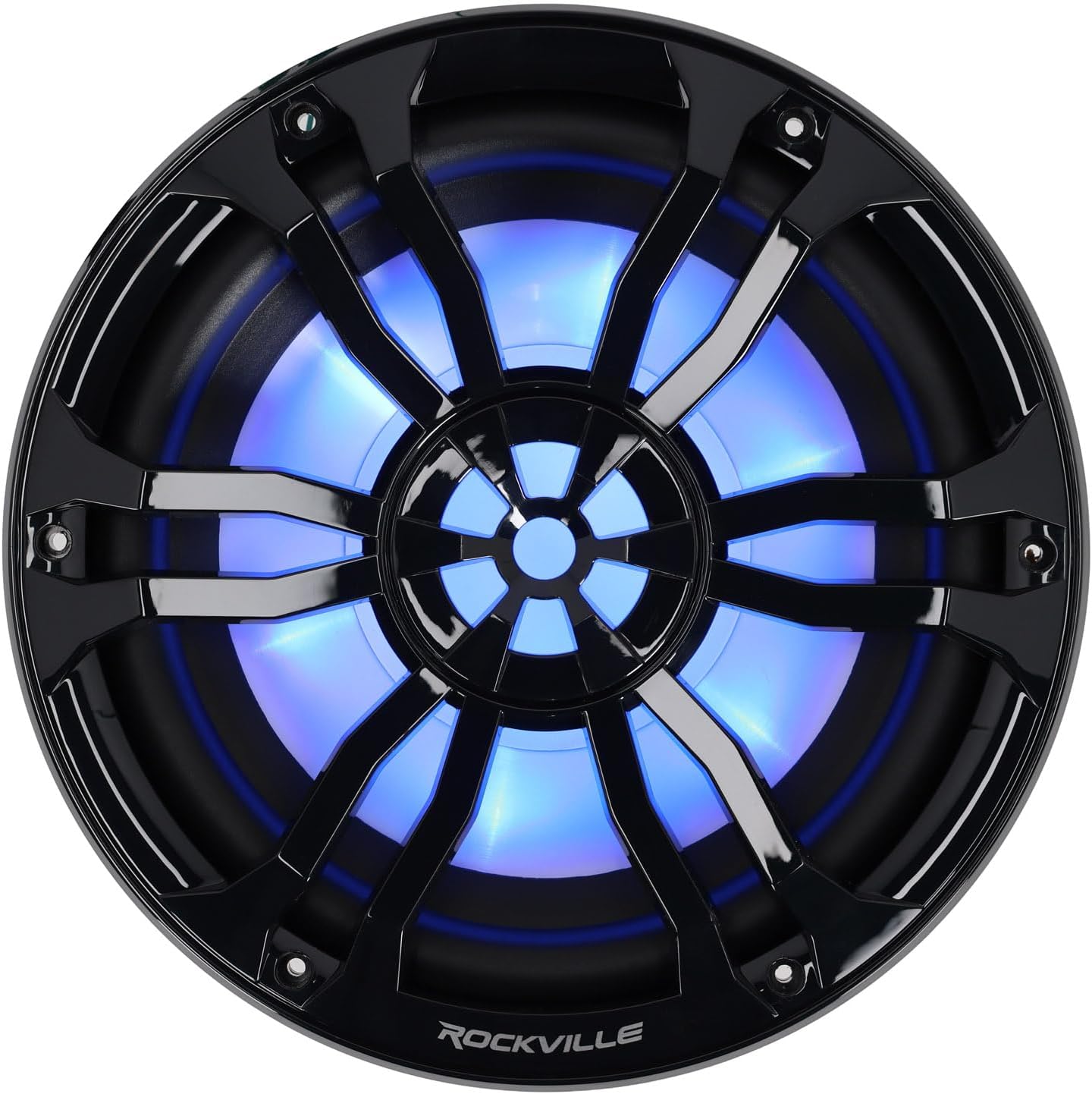 Rockville RM-PREMIUM104 Black Marine Boat 10" Subwoofer 1200W Dual 4 Ohm, Free Air Design, RGB LED Lighting, Polycarbonate Cone, for Marine Audio Enthusiasts