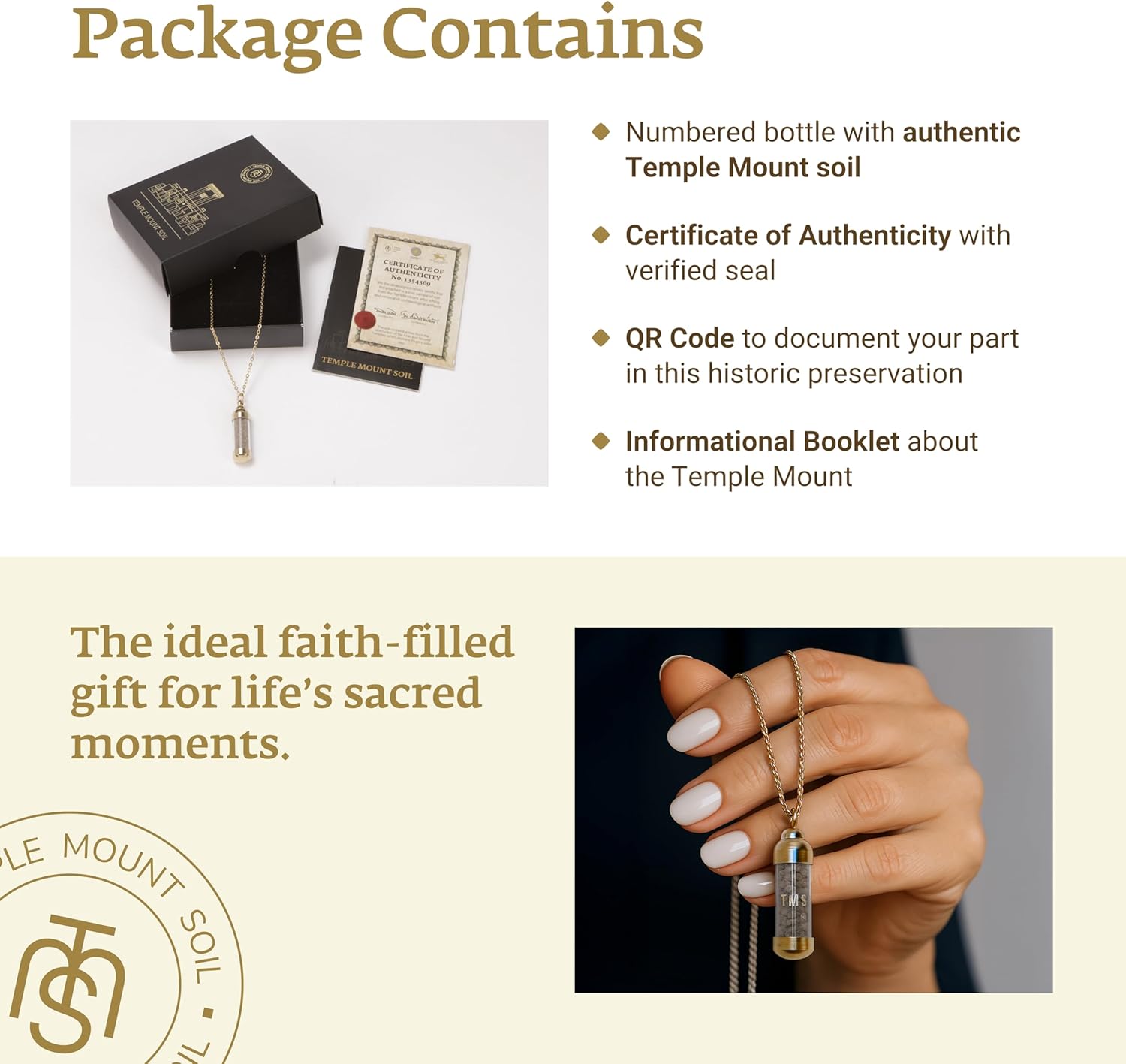 Authentic Temple Mount Christian Necklace for Women & Men – Expert-Certified Sacred Soil Jewelry, Rare Faith-Based Holy Land Soil Pendant from Jerusalem, Spiritual Religious Keepsake - Image 6