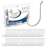 UCEC Fishing Hooks Octopus Hooks for Saltwater Freshwater High Carbon Steel Offset Circle Octopus Catfish Hooks for Catfish Trout Fishing Size 1/0 3/0 5/0, 50pcs/Box