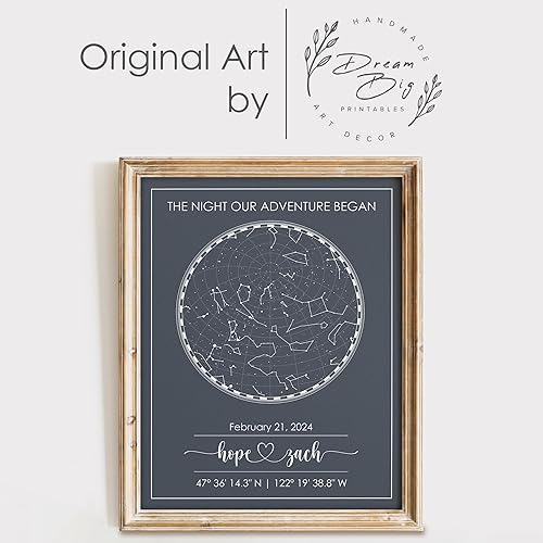 Miniatura 9 de Custom Star Map for Specific Date Art Print  Personalized Night Sky Constellation  Great Unique Mother's Day Gift or for Weddings, Newlyweds,