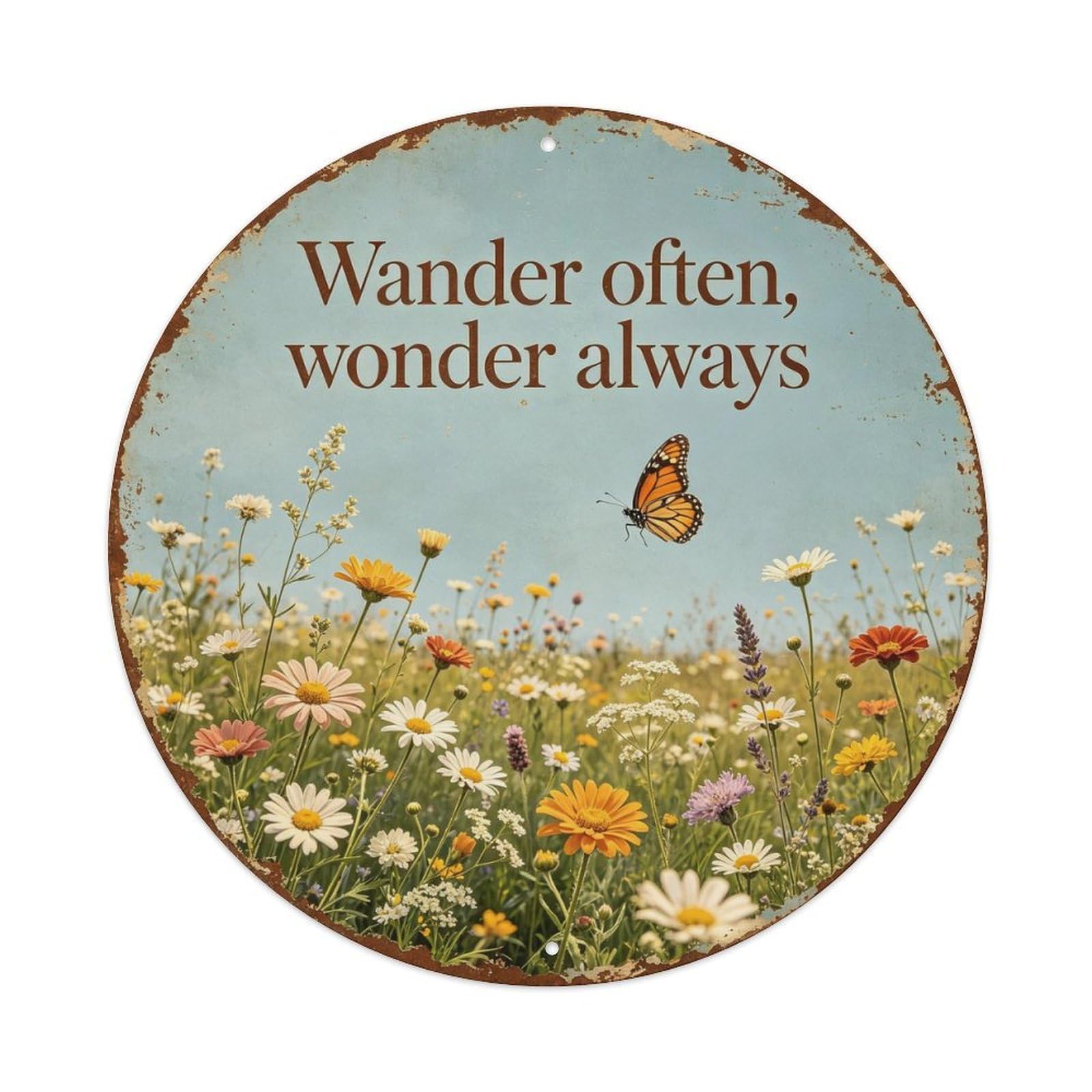 Vintage_wildflower_wander Metal Tin Sign Plaque