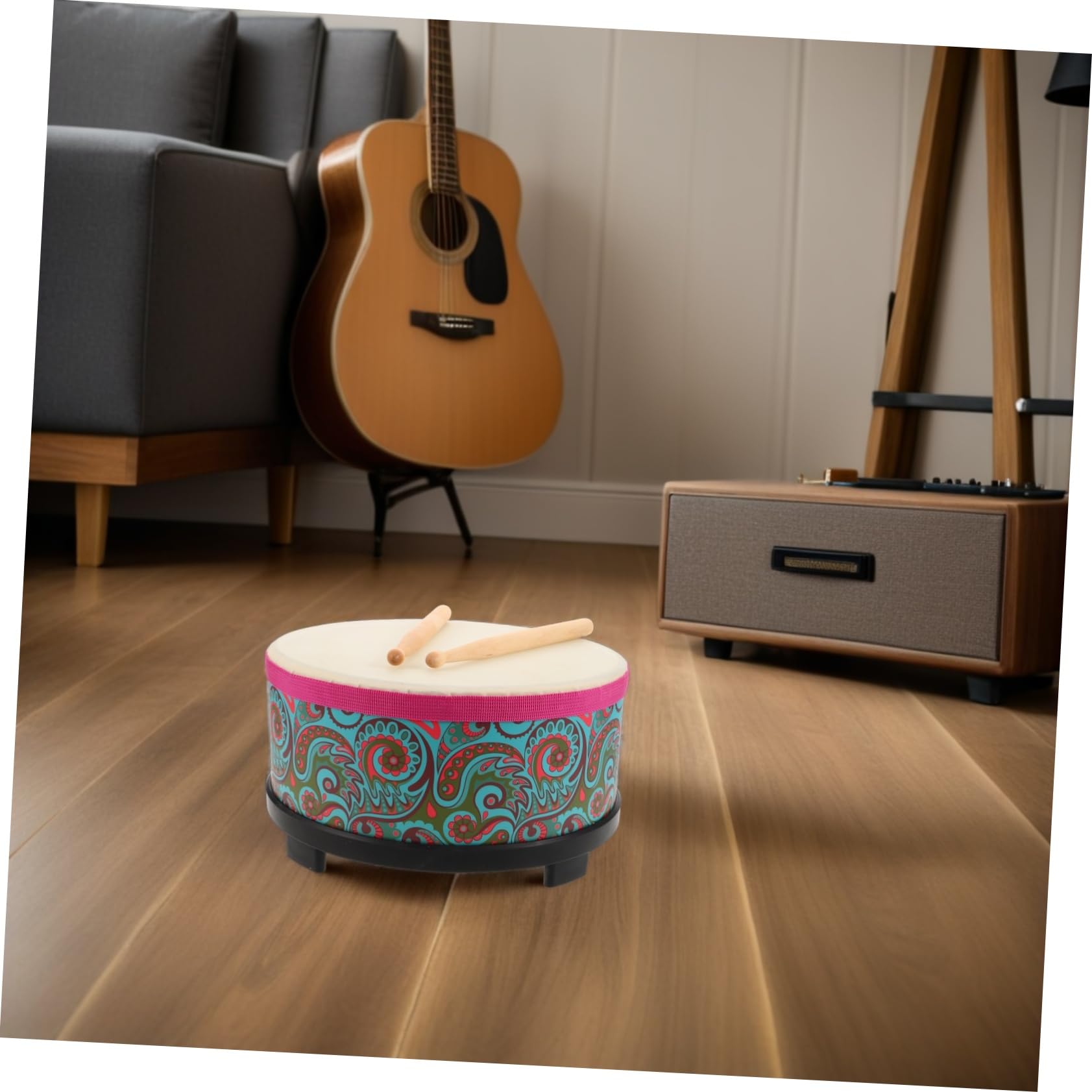 TOYANDONA Instrumento de Percusión Infantil de Madera con Diseño Floral, para Niños, Fomenta Ritmo y Coordinación en Juegos Casuales y Actividades Escolares