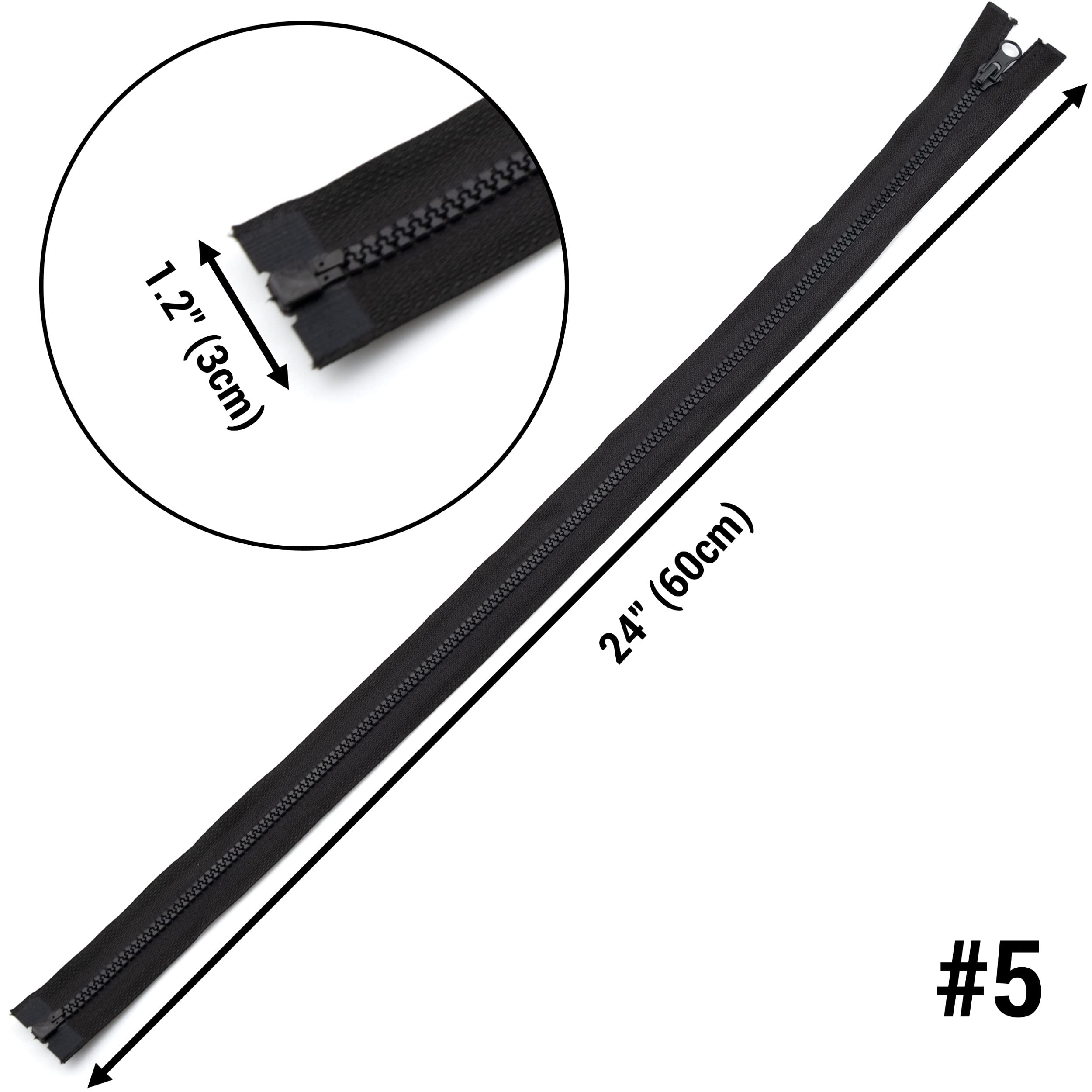 Leekayer Fermetures éclair Pour Couture #8 61 Cm – Fermetures éclair Bidirectionnelles Pour Manteau, Parka, Doudoune – Fermetures éclair En Résine Robuste En Vrac (61 Cm