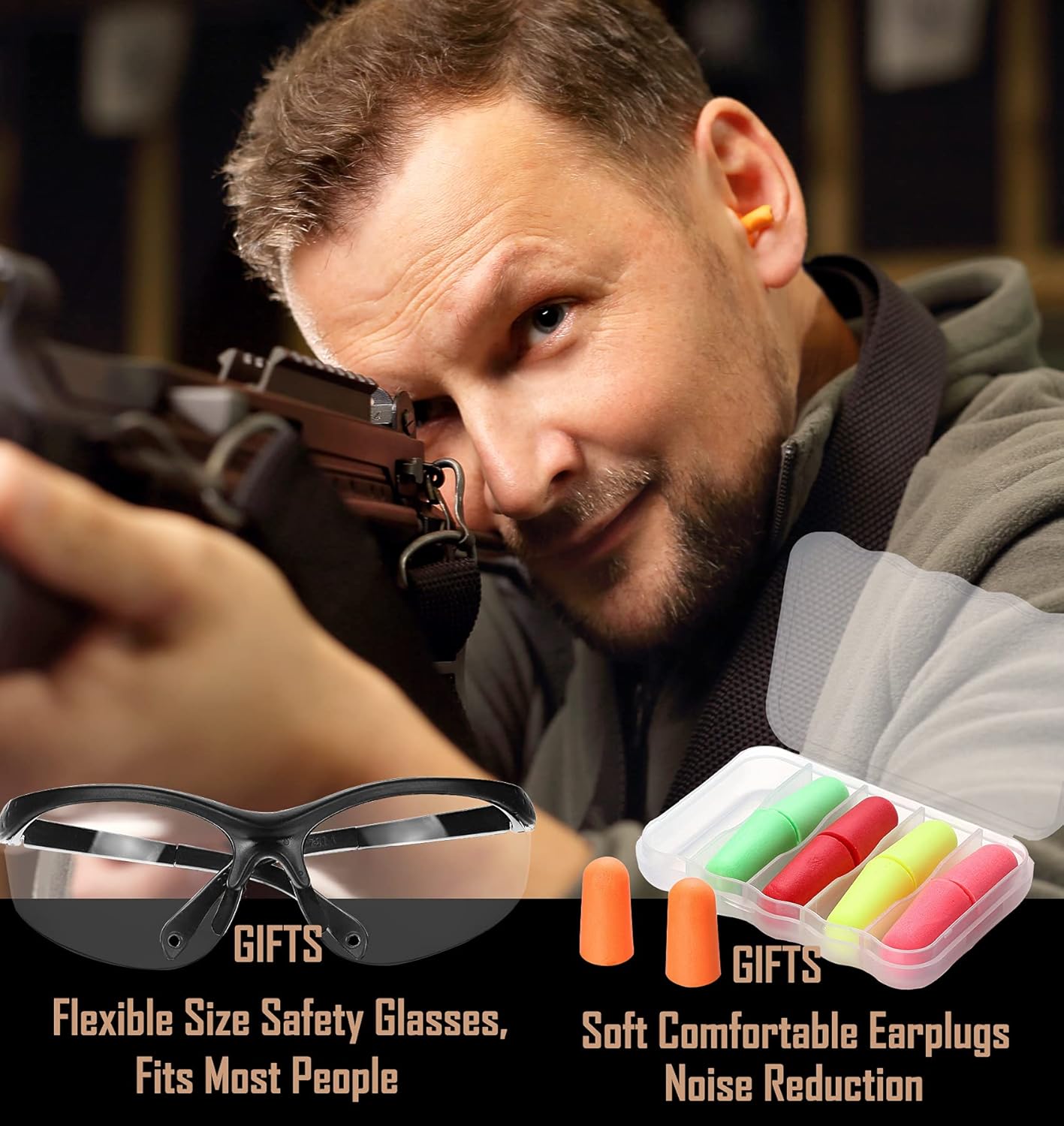 ZOHAN EM054 Electronic Shooting Ear Protection Set with Glasses, Protective Case, Noise Reduction Hearing Protector Sound Amplification Safety Earmuffs for Gun Range - Camo : Sports & Outdoors