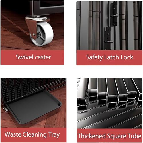 Miniatura 2 de XL 49-Inch Heavy-Duty Metal Dog Crate - Waterproof Removable Waste Tray for Easy Cleaning, Durable Easy-Assemble Pet Cage, Indoor & Outdoor Large