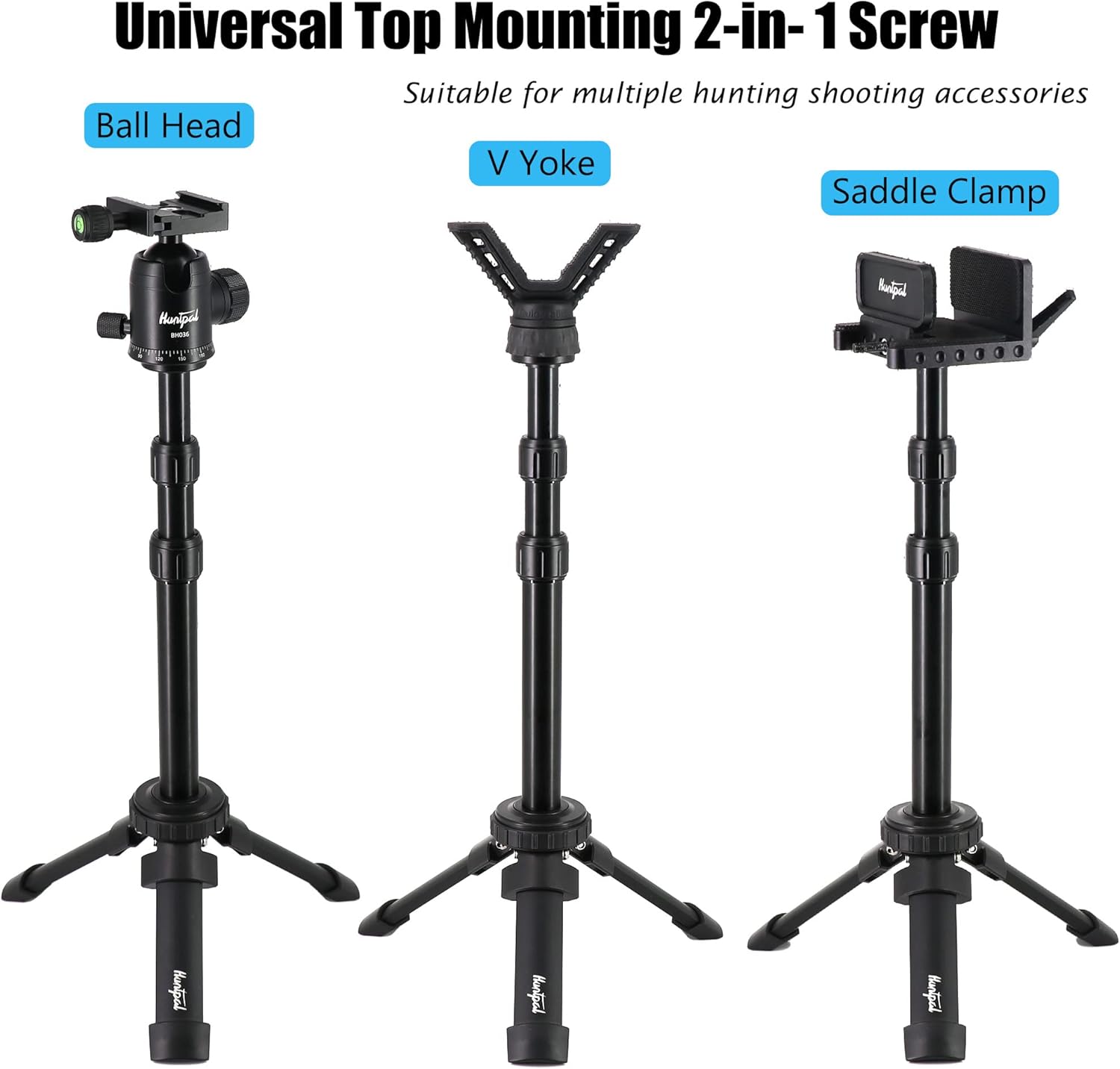 HUNTPAL Portable Bench Tripod Table Stick Gun Rifle Yoke Rest Gun Holder for Target Shooting Range Outdoor Hunting, Aluminum Shooting Stand with Height Adjustment Center Column