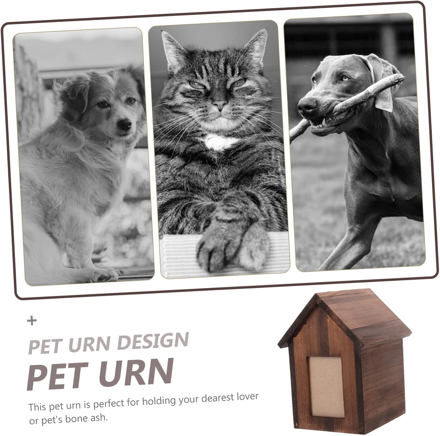 GALPADA Wooden PET Urn for Ashes Memorial PET Photo Cremation Box for Dogs and Cats Keepsake Ash Storage Natural Wood Design