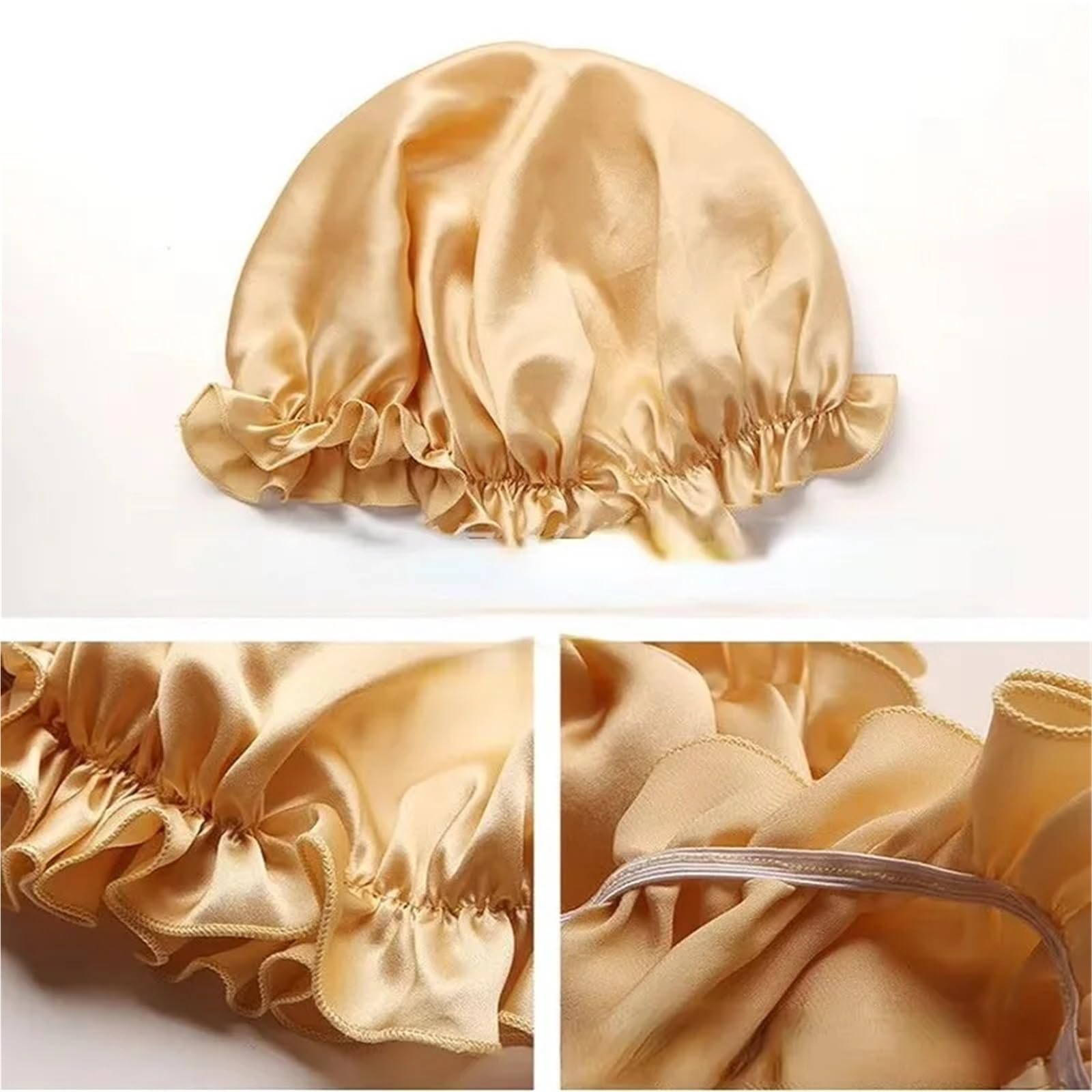 Cofano in Seta Cofano in Raso di Seta Fascia Elastica Perdita di Capelli Cappello da Bagno Impermeabile for la Cura dei Capelli Berretto da Notte da Donna per La Cura dei Capelli(Deep Blue)