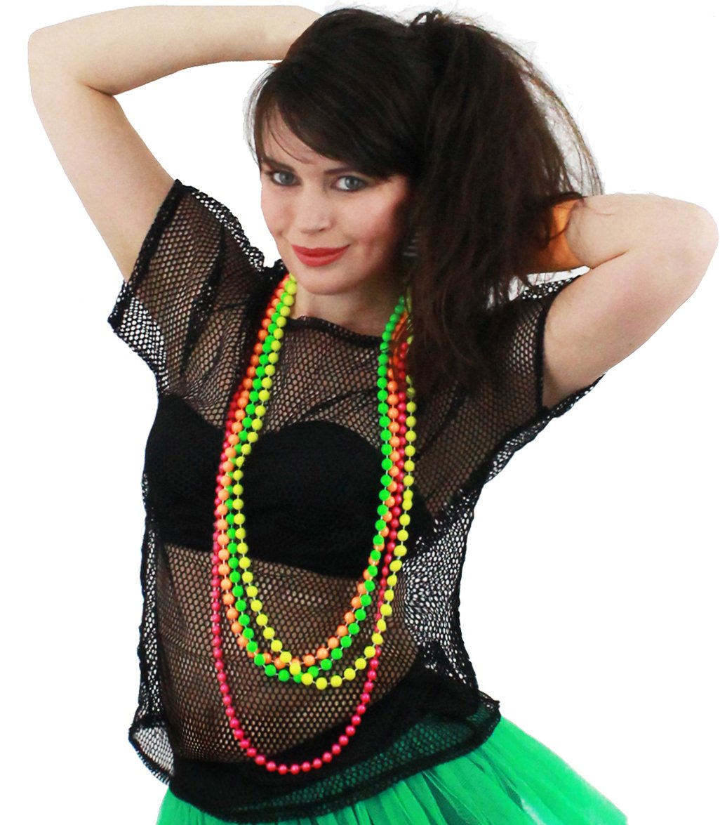 1980'S DISCO NIGHT FANCY DRESS RAVE OUTFIT 1980'S CLUBBING FANCY DRESS SET, INCLUDES WIG WITH ORANGE LACE - Image 3
