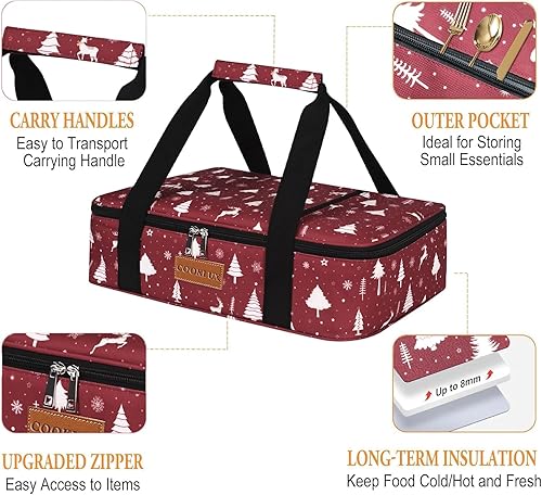 Miniatura 28 de Cazuela aislada de dos pisos para alimentos calientes o fríos, bolsa calentadora de alimentos para fiestas de comida, pícnic, comidas al aire libre