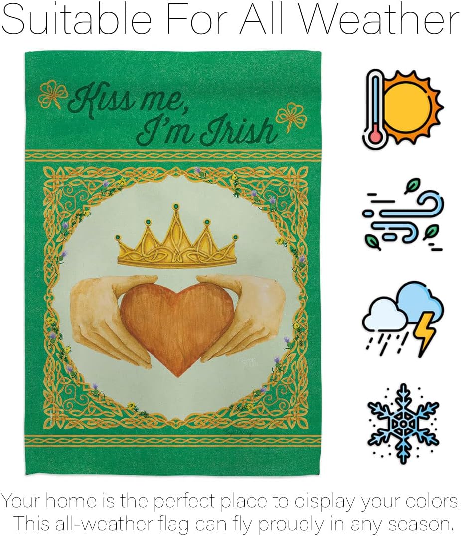 Breeze Decor H102057 Kiss Me I'm Irish Decorative Vertical, House Flag 28" x 40", Thick Fabric