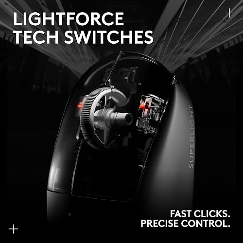 Logitech G PRO X SUPERLIGHT 2 wireless gaming mouse, East Europe Packaging, 60 g pro-grade mouse with 5 programmable buttons, 44k DPI sensor, 8 kHz report rate, USB-C charging for PC/Mac - Black - 6