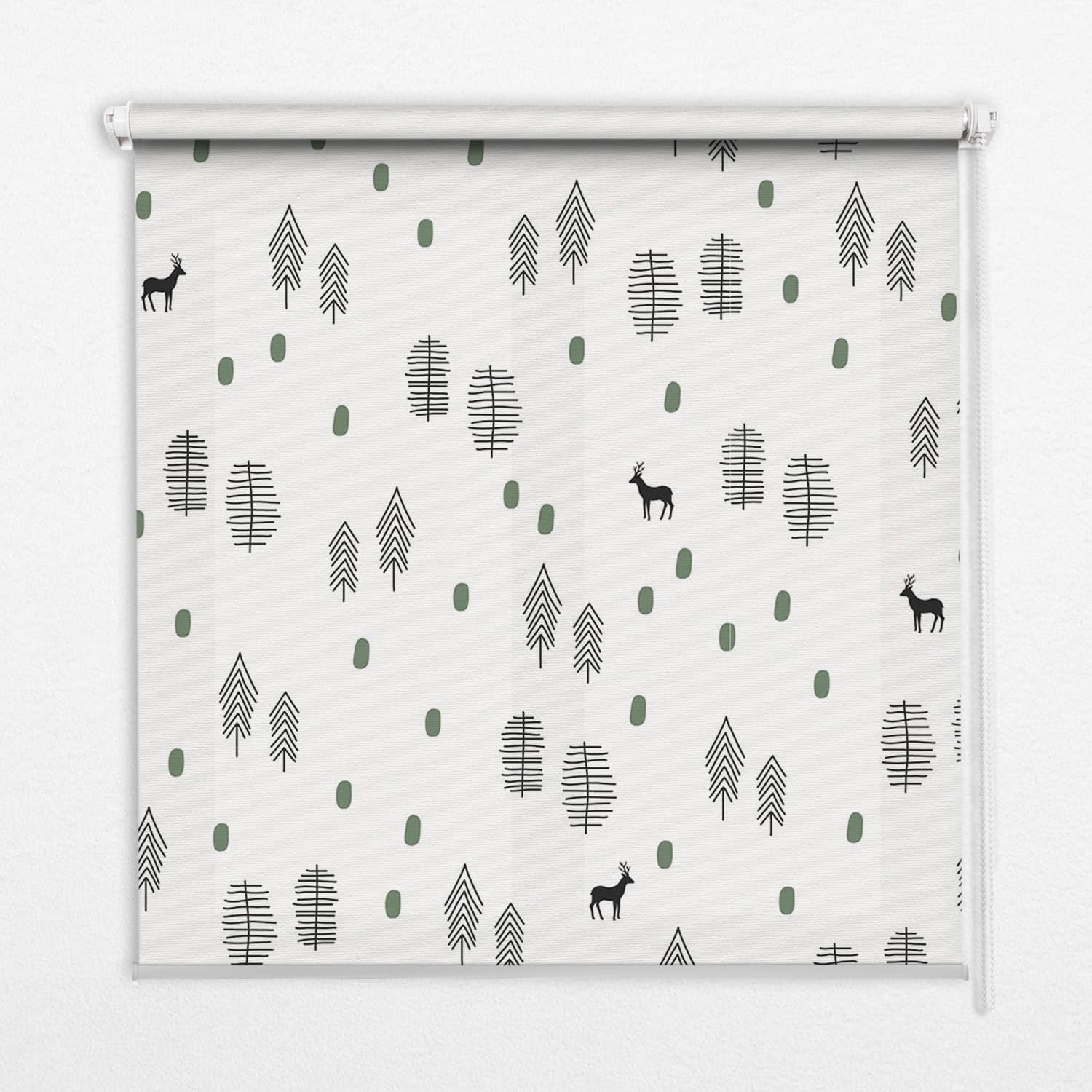 Store enrouleur sans perçage 60x180cm occultant motif arbres et cerfs pour chambre et salon