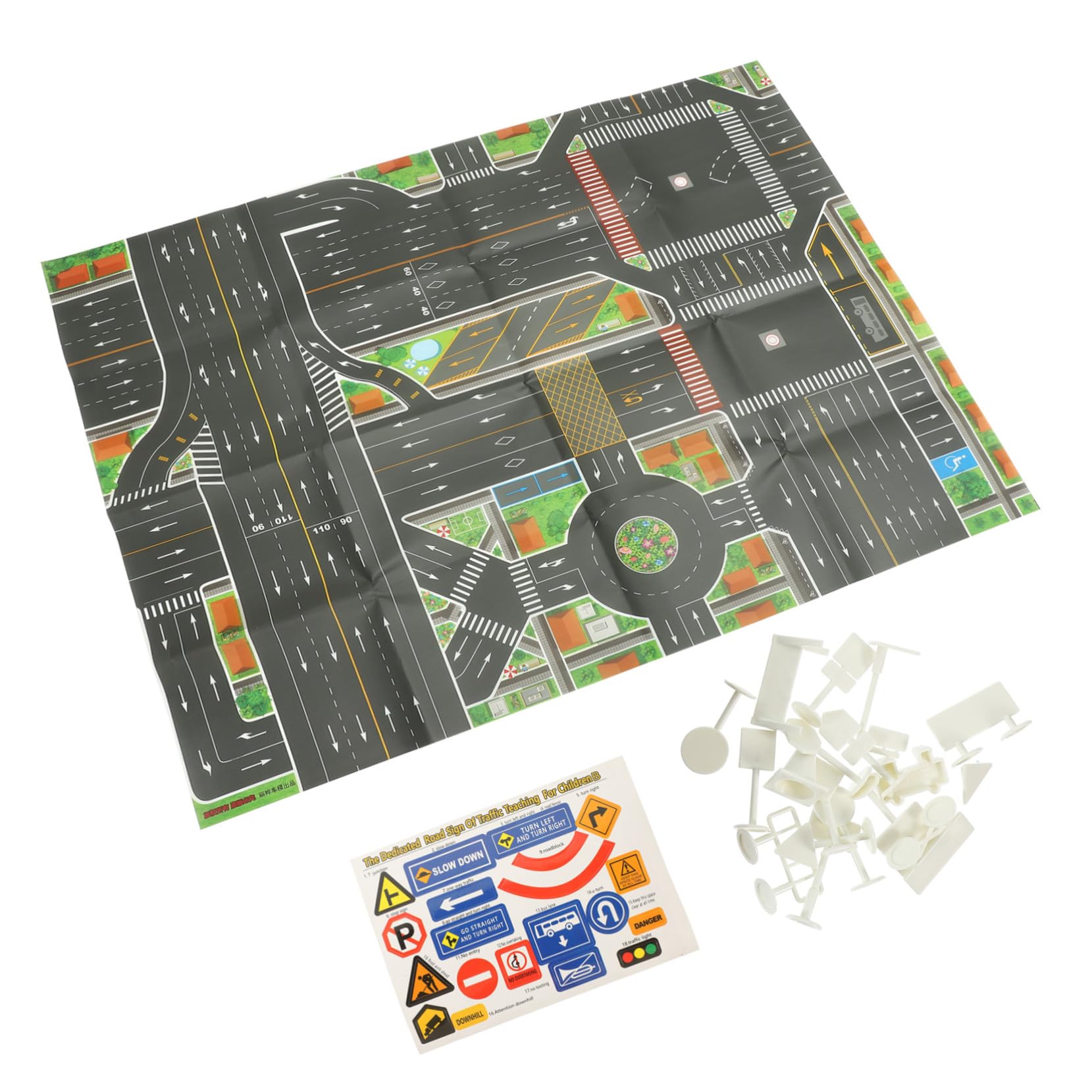 Juego De Señales De Tráfico y Mapa para Niños, Set Educativo De 18 Piezas, Colorido y Realista, Adecuado para Enseñanza Temprana Aula y Juego Interactivo