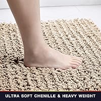 Vista 3 de Walensee - Alfombra grande para baño, antideslizante, 24 x 60 pulgadas color beige, absorbente y muy suave, felpilla peluda, extragruesa, lavar