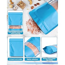 FireKylin 100 Pack Smell Proof Bags 7.1 x 10.2, Resealable Bags with Matte Window, Foil Pouch Stand Up Sealable Bags for PackagingBlue