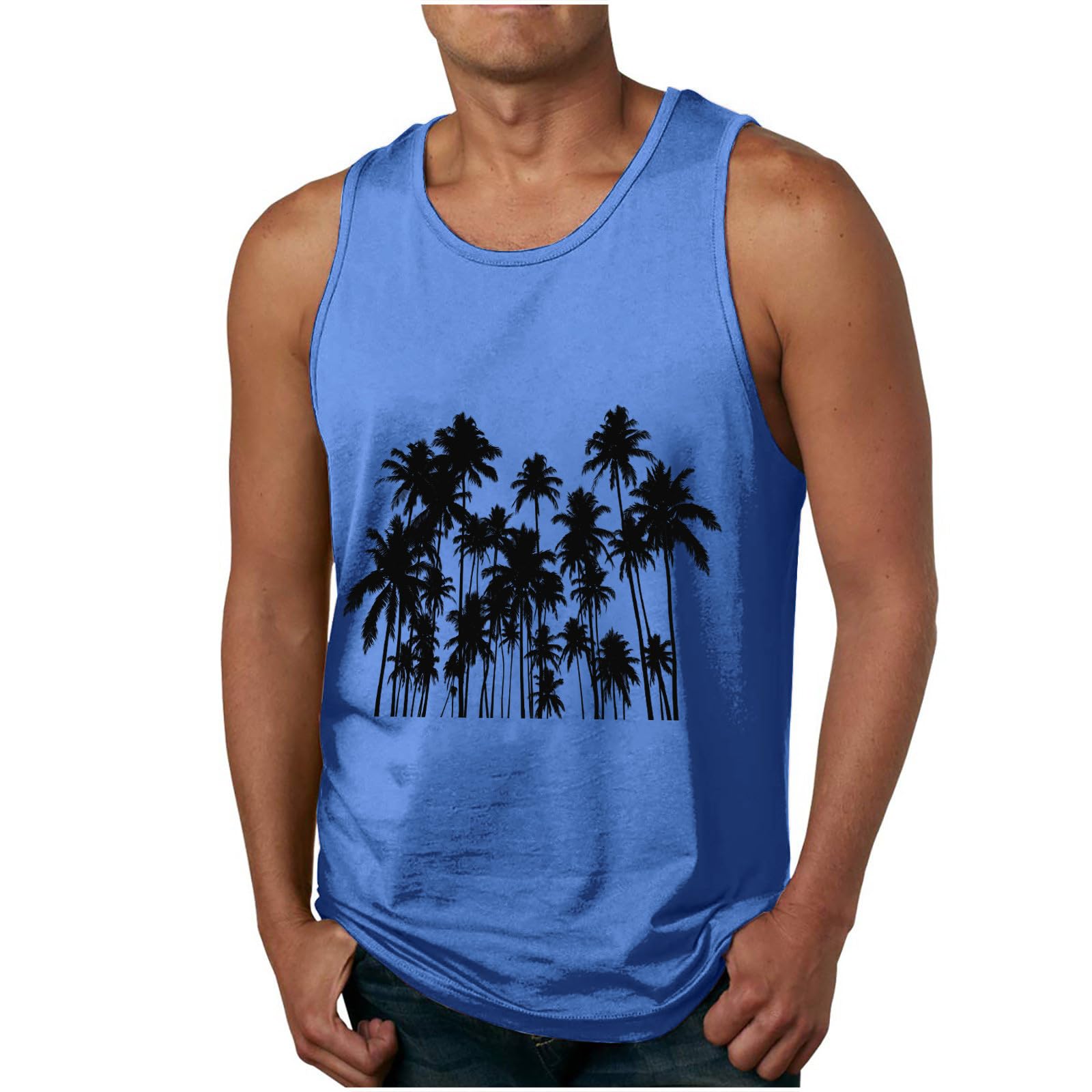 NUSGEAR Camisetas de Tirantes Hombre 2024 Verano Moda Camiseta sin Mangas Estampado Hawaiano Playa Jogging Deporte Casual Gym Original Chandal Tank Top T-Shirt básica tee Chaleco
