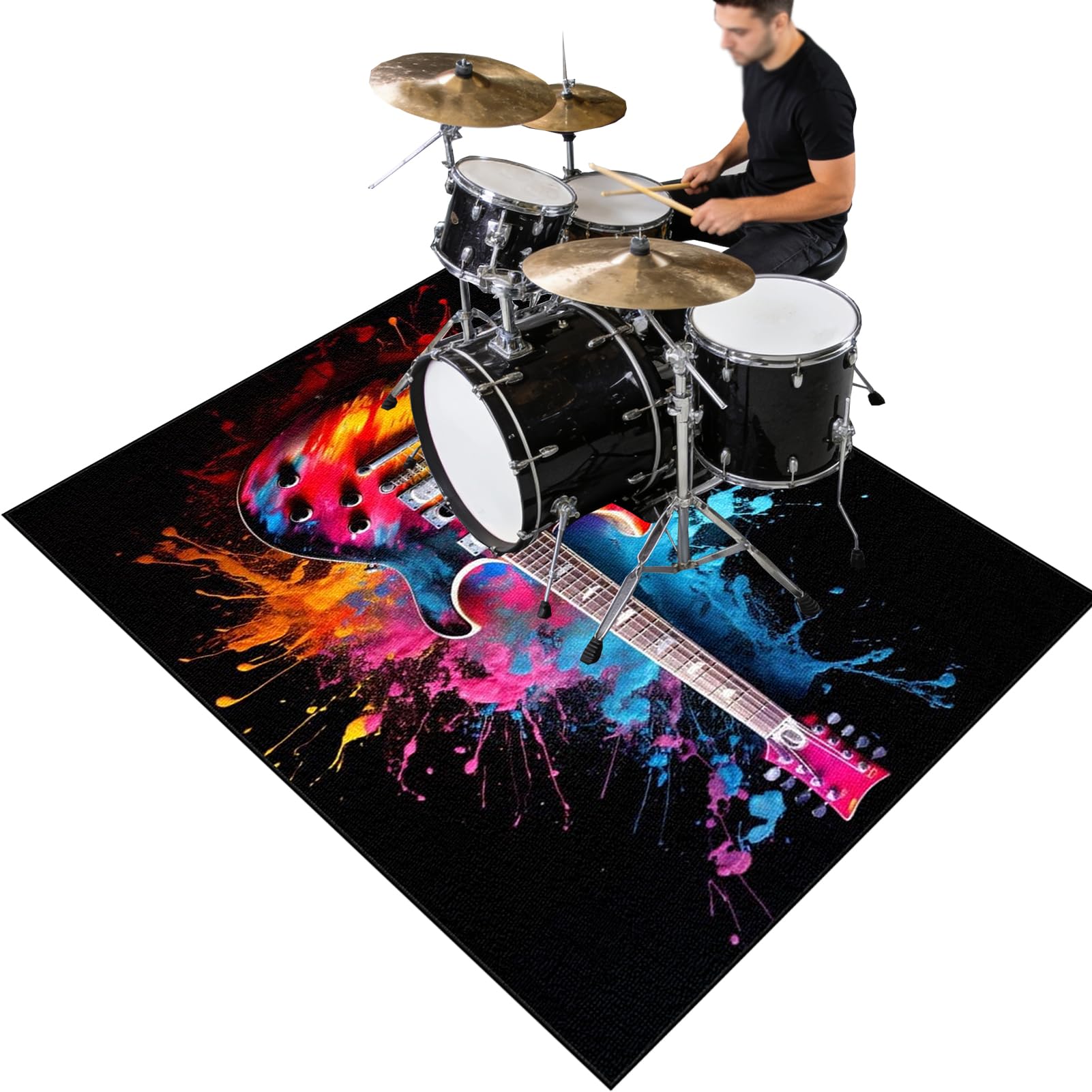 Tappeto per Batteria Insonorizzato Tappetino Tamburo per Batterie Acustica elettroniche Rullante Snare Drum Grancassa Tappeto Antiscivolo Tappetini per Batterie Tappeto Drum Carpet 230 x 180 cm