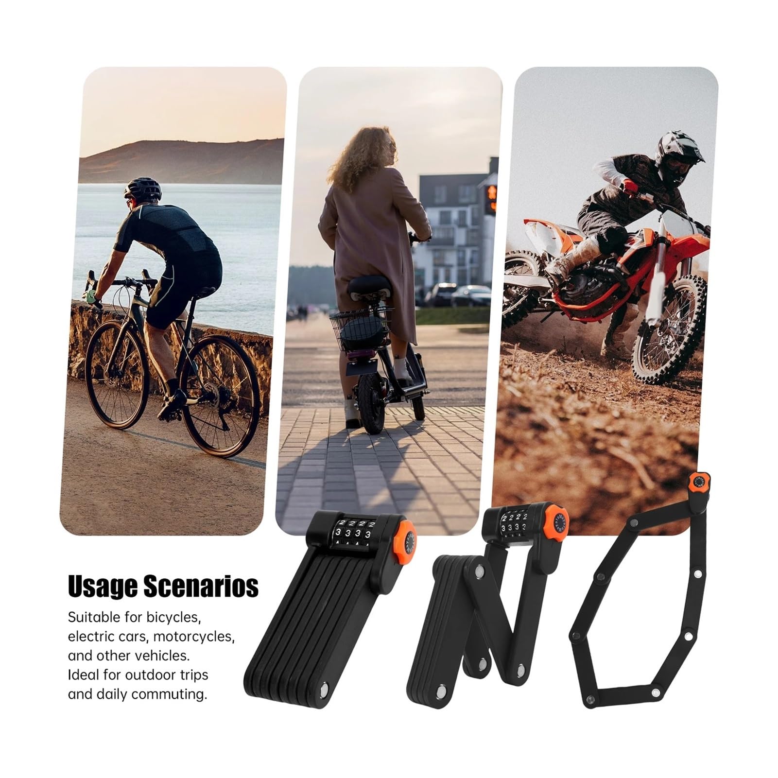 Candado de bicicleta contraseña plegable antirrobo Accesorios montaña fijo for eléctrica Candado para bicicleta