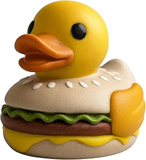 Cheeseburger Duck Figurine – Cute Collectible Burger Duck for Desk Decor, Shelf Display or Novelty Gifting – 3D Printed in Canada