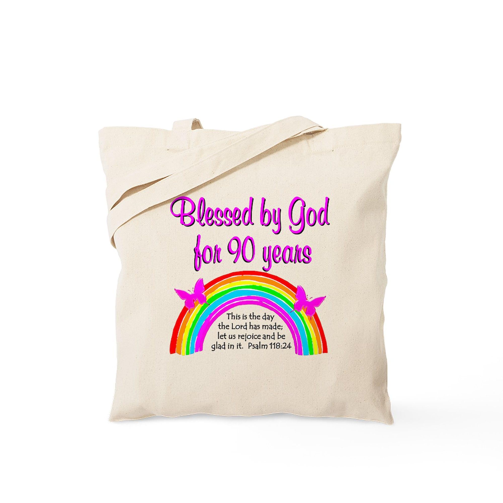 CafePress "Precious 90TH" Natural Canvas Tote Bag - Reusable Shopping Bag, Gift Tote (Choose Small Or Medium) - View #5