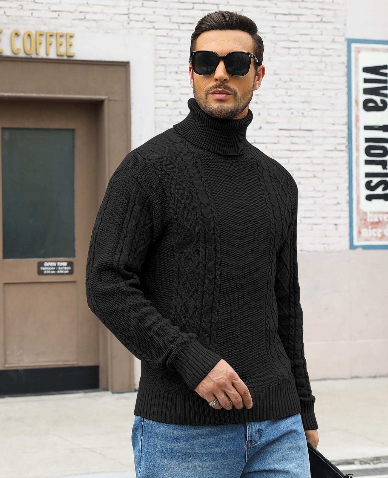 Maglione da Uomo Invernale a Collo Alto e Maniche Lunghe in Maglia | Tessuto Morbido, Caldo e Traspirante, Colletto, Polsini e Orlo a Costine, 100% Cotone, Ufficio, Feste, Vita Casual Quotidiana