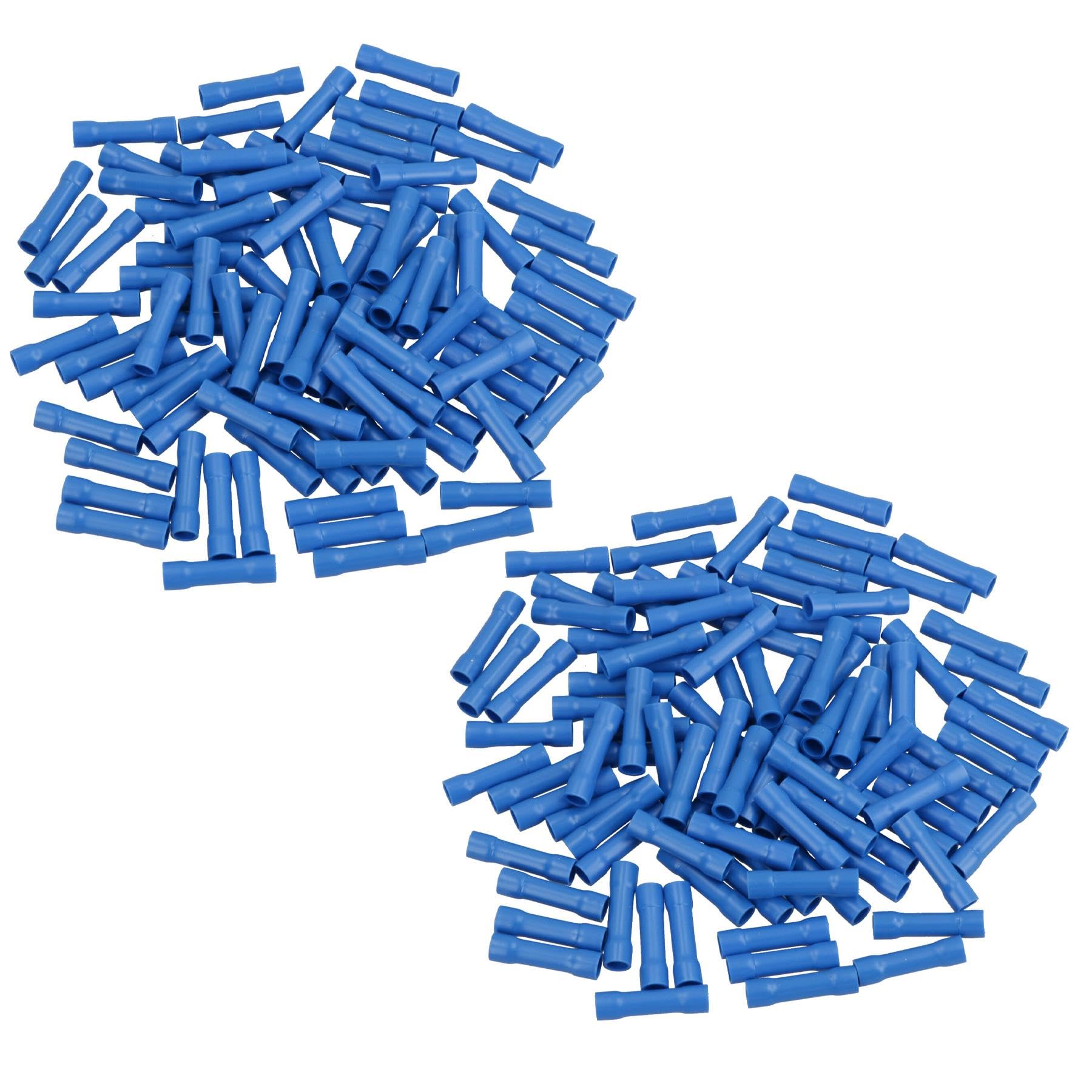 Ab Tools Blue Insulated Straight Butt Connectors Electrical Crimps Terminals 200Pc