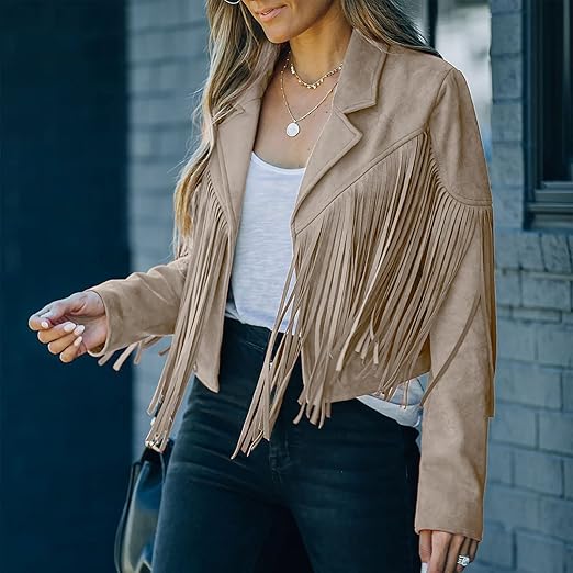 tan suede tassel jacket