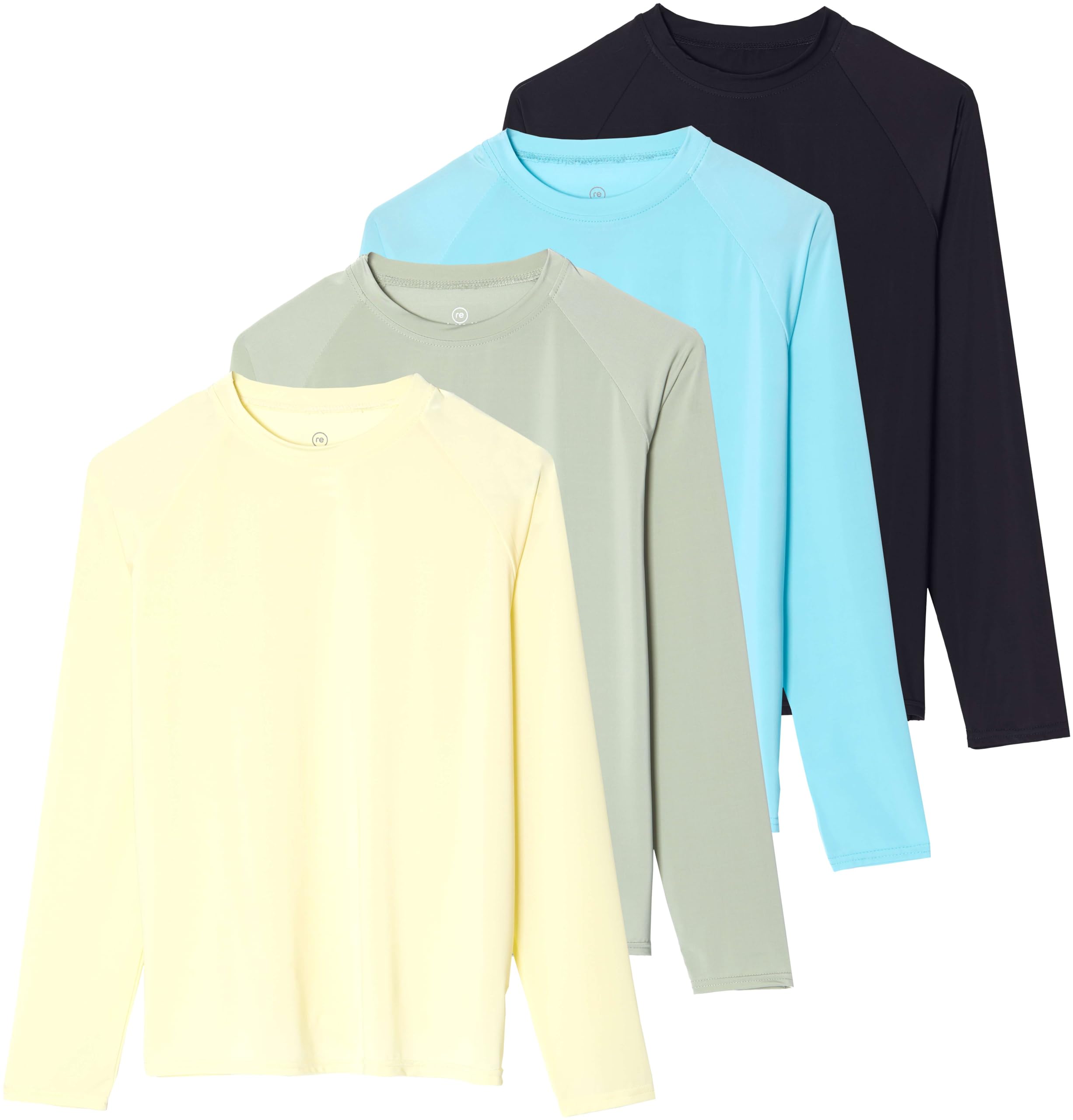 Real Essentials 4 Pack: Women's Long Sleeve Rash Guard Moisture Wicking Shirts - Sun Protection Quick Dry SPF 50+ Tops (Plus)