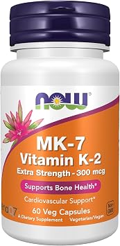 NOW Foods Supplements, Vitamin K2 MK-7 300 mcg, Extra Strength, Supports Bone Health*, 60 Veg Capsules