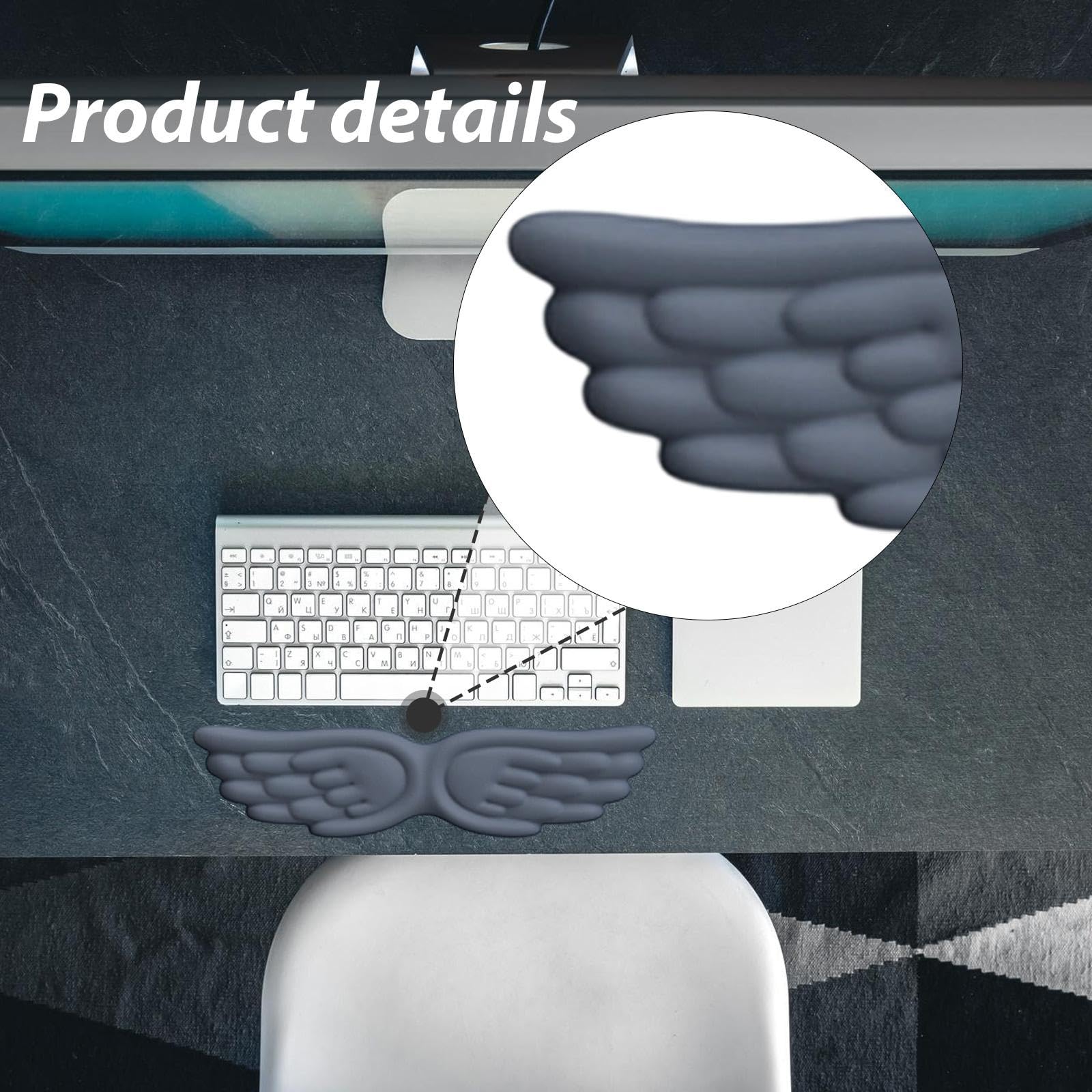 Reposamuñecas para Teclado de Muñeca Almohadilla de Silicona Función Ergonómica Superficie Antideslizante Apto para Oficina Hogar Taller, Gris Azulado