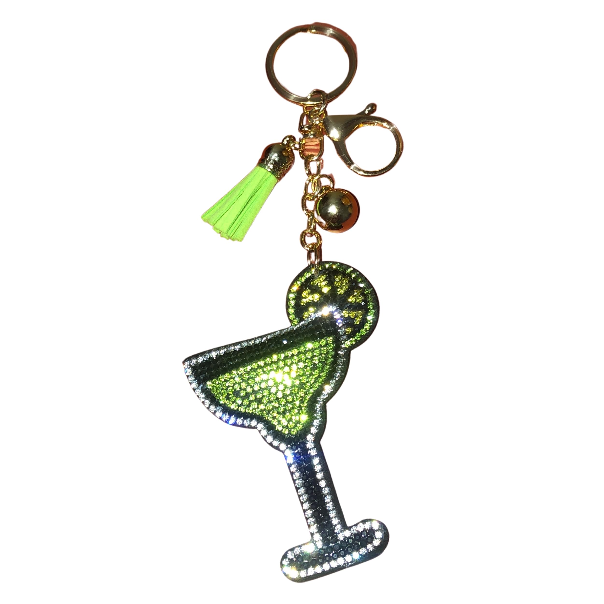 Popfizzy Rhinestone Keychain Accessories for Women, Car Keys Key Ring Charms, Bling Purse Charms for Handbags, Cute Keychain, Lime Margarita (Gold), One Size