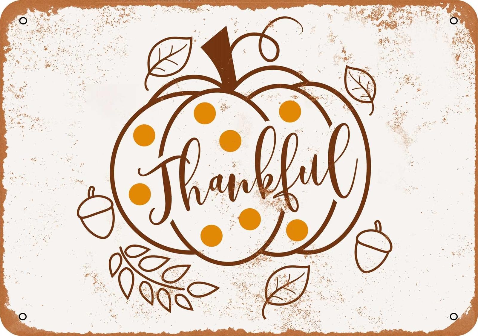Miaomansenstore Metal Sign - Thankful Pumpkin - Vintage Look Home Decor