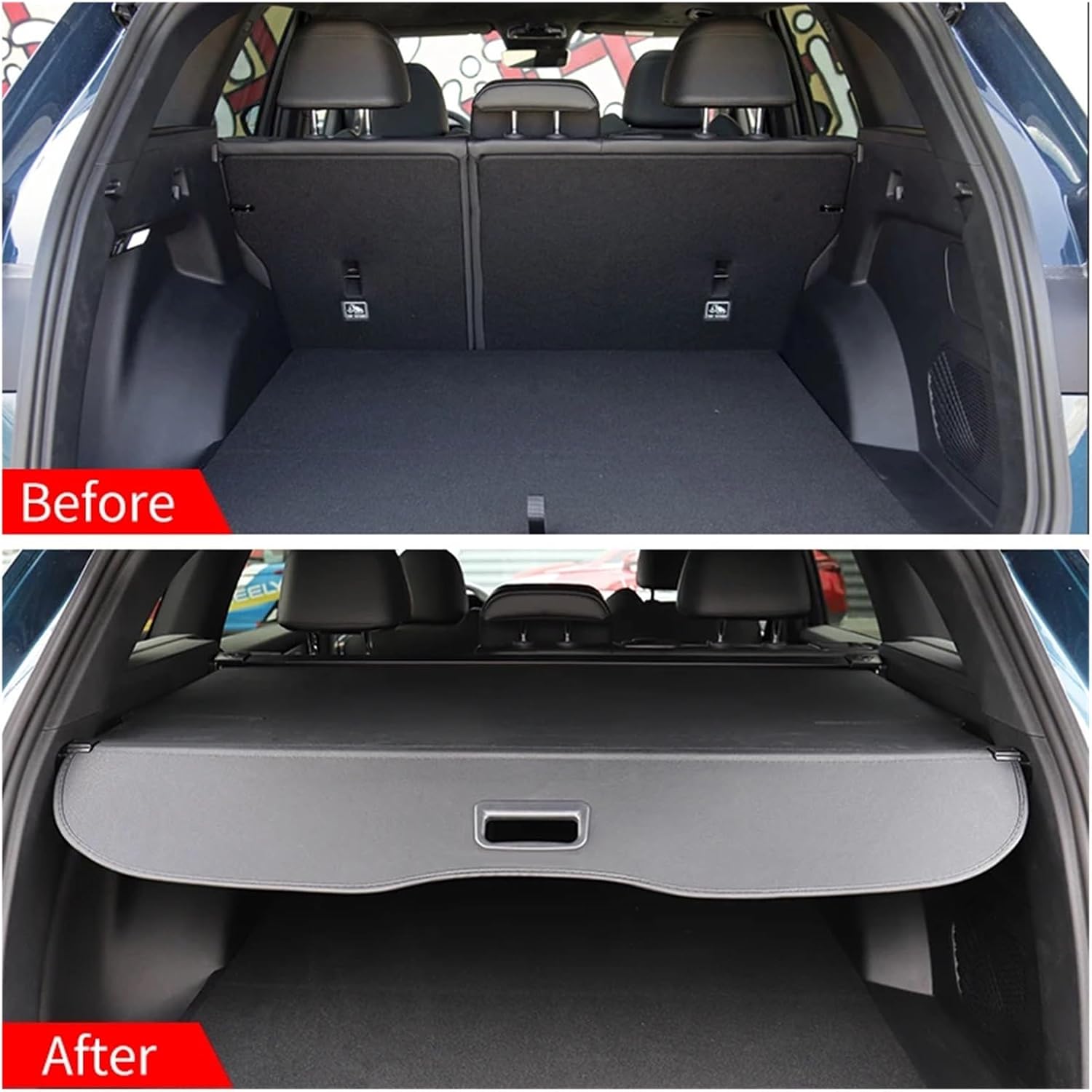 Retractable Trunk Cargo Cover Parcel Rack Anti-Peeping Shield Privacy Auto Interior Accessories Compatible with Geely Monjaro L 2023(Leather)