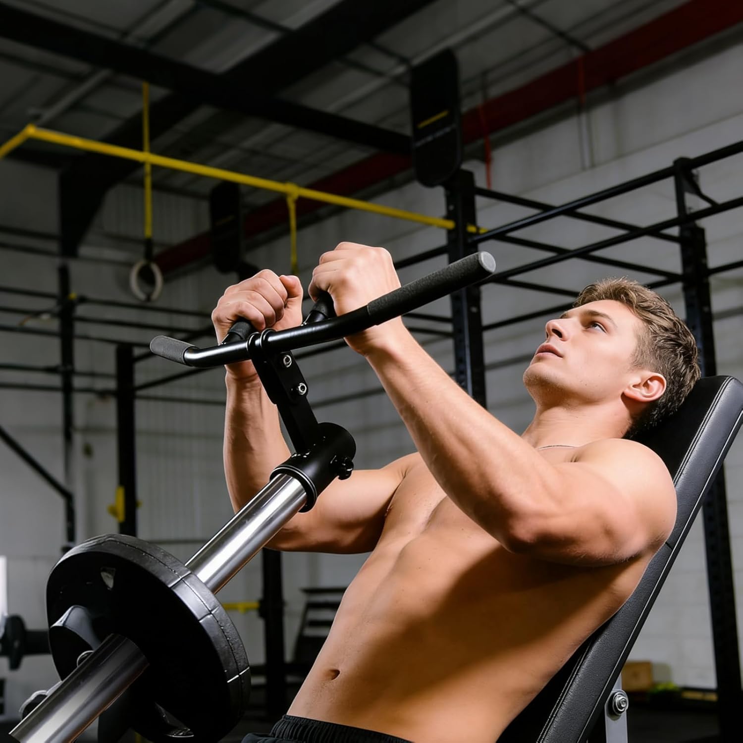 Barbell Row Handle - Bolt Locking Grip Anti Slip Handle, Barbell Attachment Bar for Family Friends, Durable Material for Workout Gym Core Muscles, Multi-Purpose Use for Back Shoulders Arms Flexion