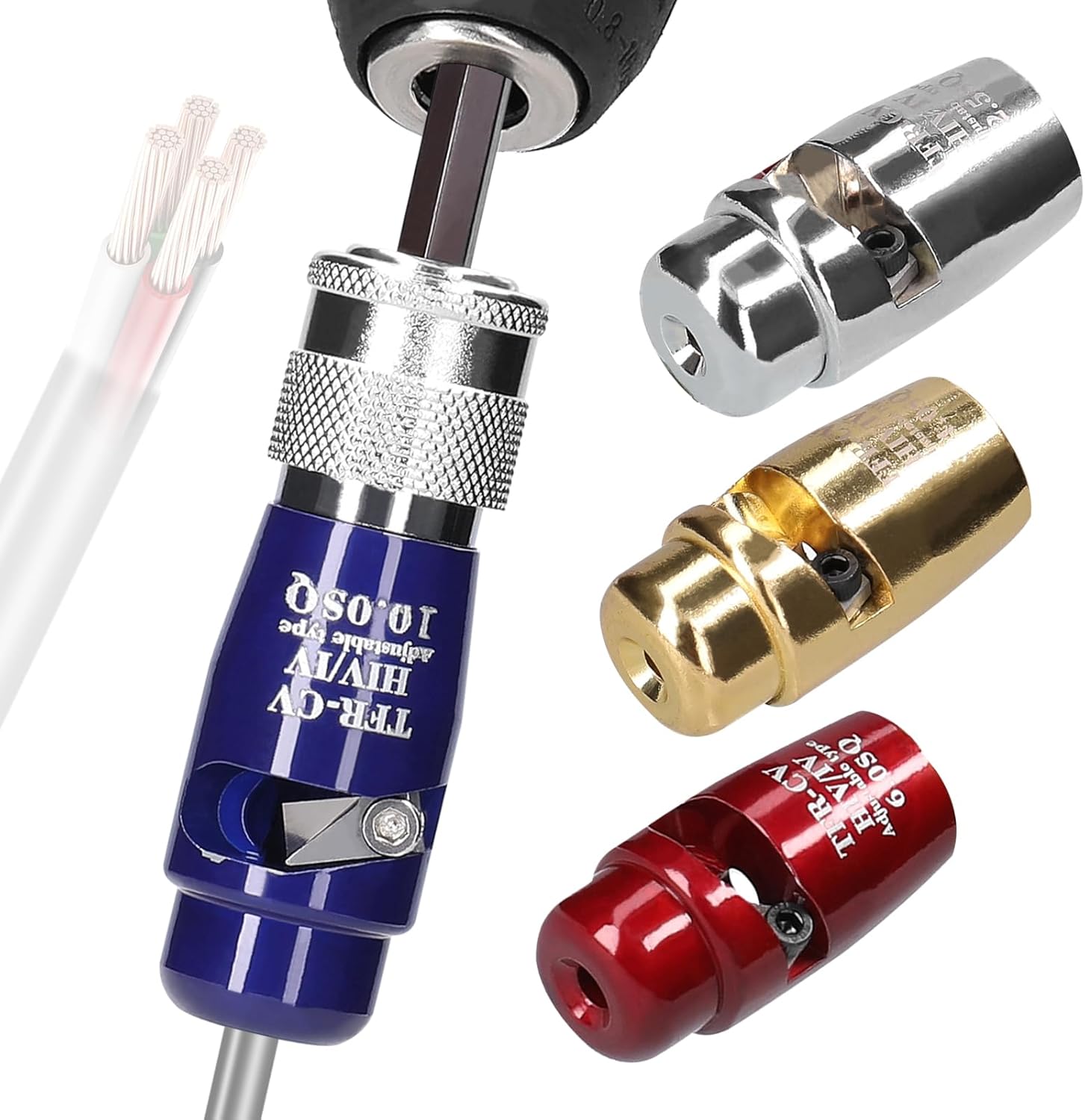 Aluminum Alloy Electric Wire Stper Cable Peeling Stper Practical Rotary Stping Compatible with A Variety of Electric Drills for Electricians