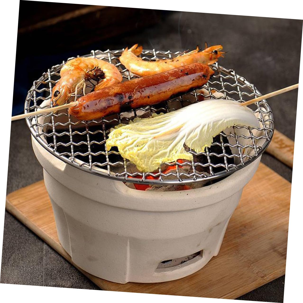 Przenośny zestaw mini kuchenek glinianych z siatką do grillowania – grill na zewnątrz na kemping do domu na patio i do ogrodu – wszechstronny grill węglowy w losowych kolorach