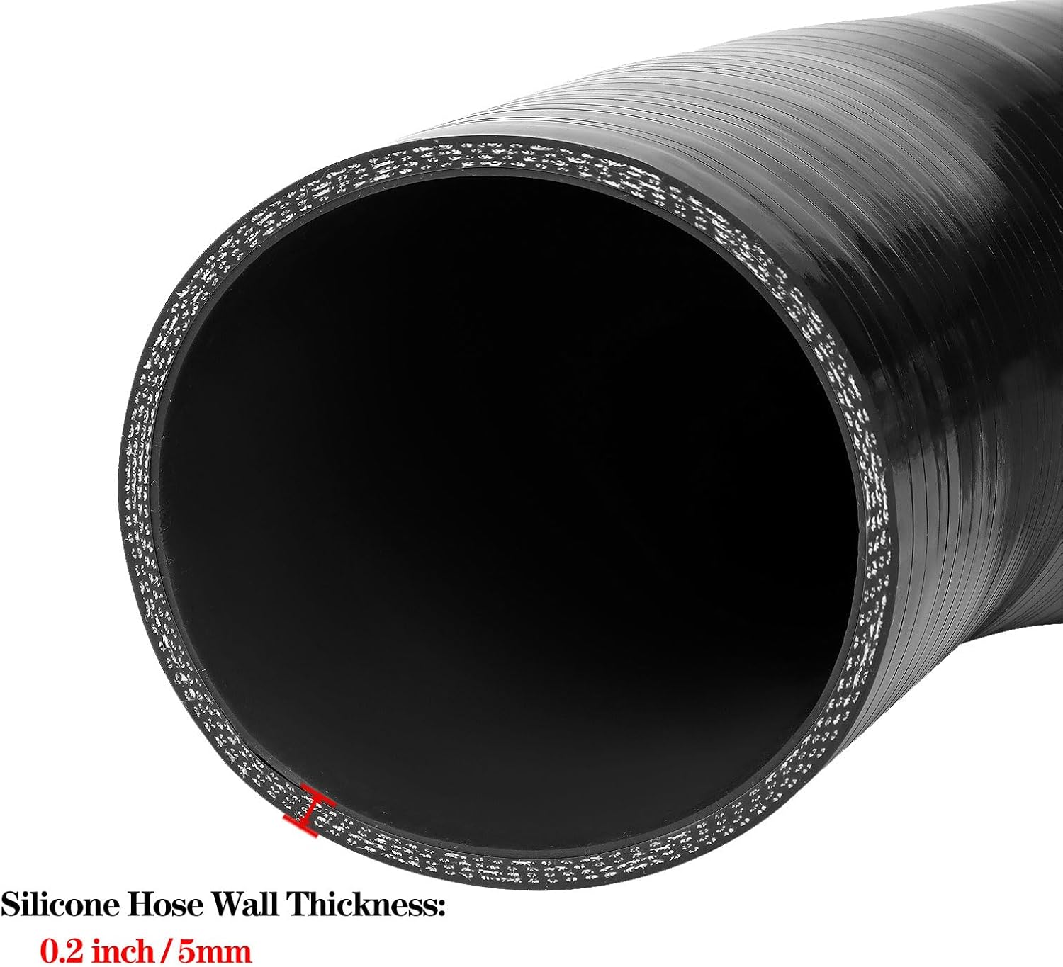 ID 2.5 inch (63mm) 90 Degree Silicone Elbow Coupler Hose, 8" Leg Length (203mm) Universal 4-Ply Reinforced Silicone Straight Turbo Pipe Elbow Intake Radiator Hose Black