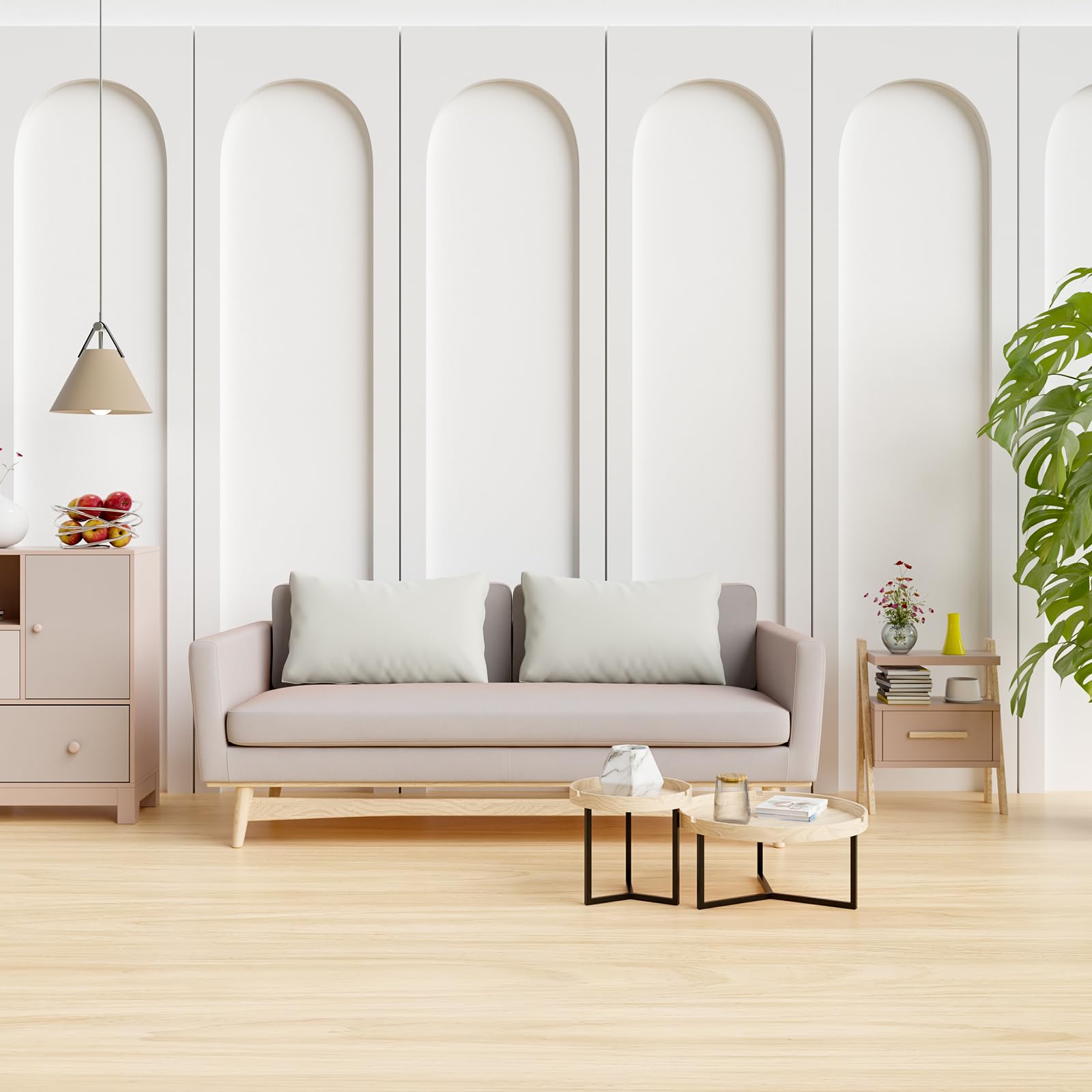 Nuanchu 4 Set Arch MDF Wall Molding Kit 118 x 31.5 Inch Pre-Cut Arch Wainscoting Panel Board and Batten Wall Panel Decor Paintable Accent Kit for DIY Home Bedroom Living Room Decor