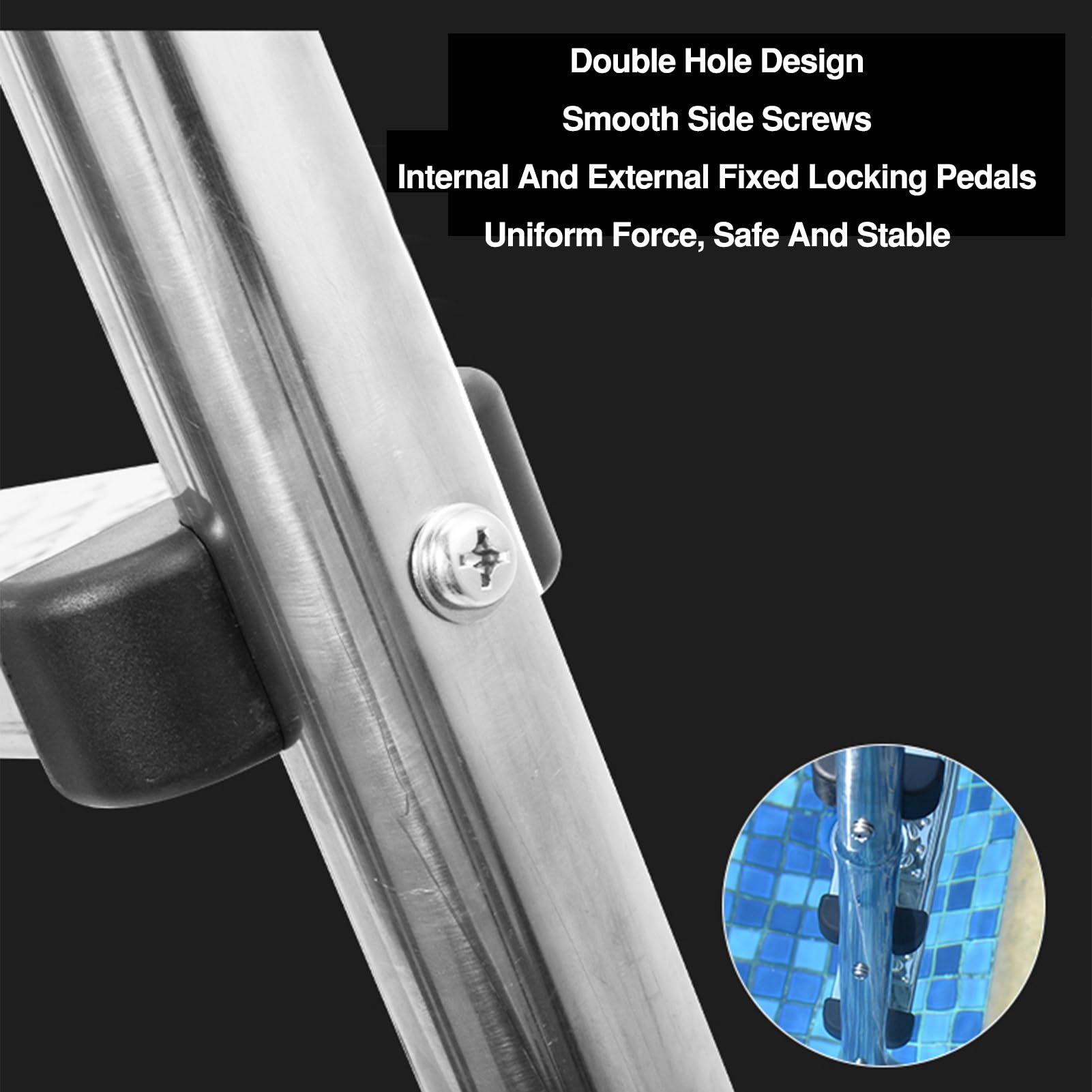 Scaletta per Piscina, in Acciaio Inox con corrimano Integrato, Portata 250 kg, Adatta per Piscine e parchi Acquatici (3 gradini)