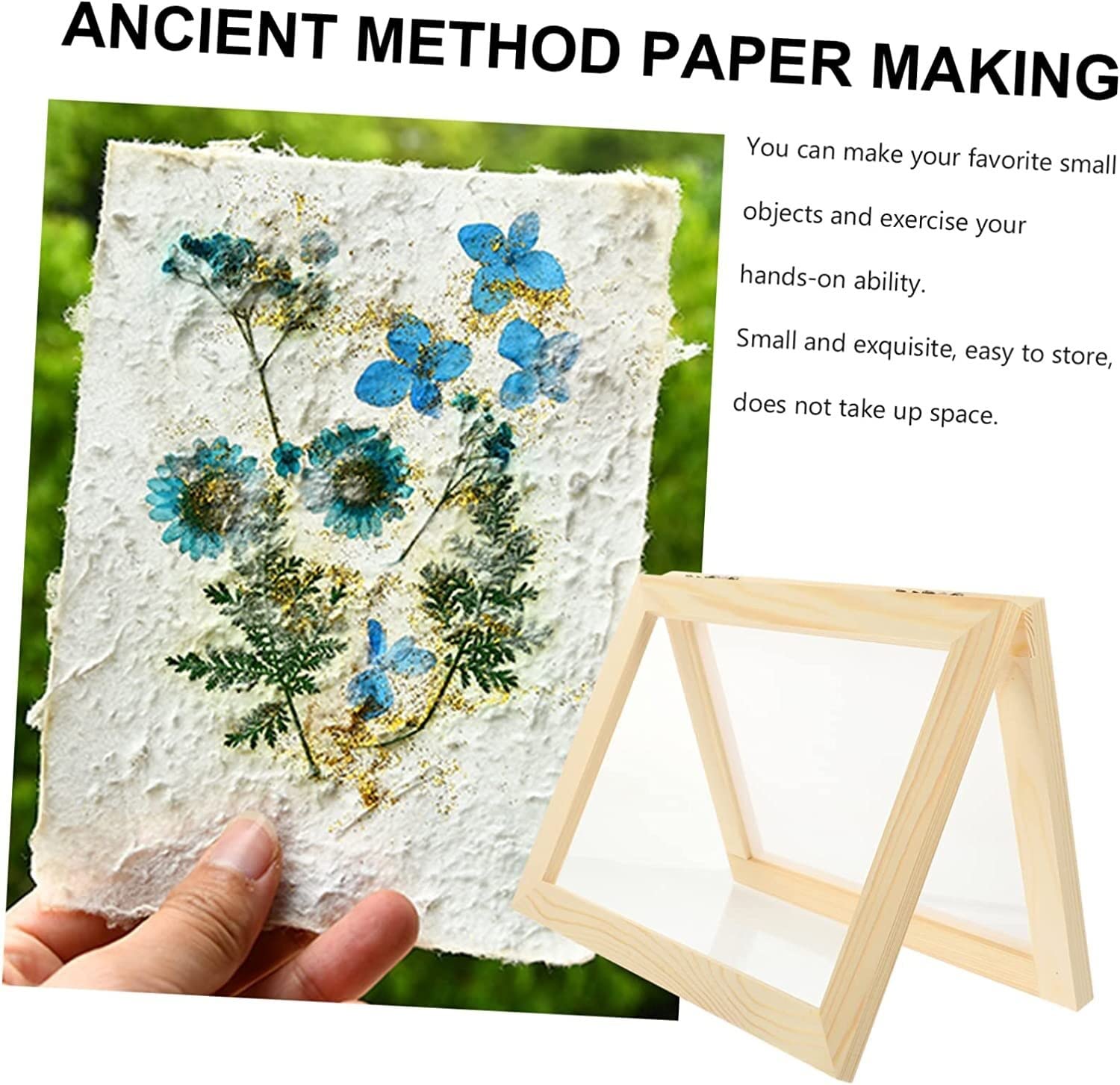 Dekoracje domowe rękodzieła, 4 szt. Materiały do ​​drukowania ramek DIY Rzemiosło Deckle Wytwarzanie papieru Drewniane dostawy Kwiaty Narzędzie dla dzieci Sito do rękodzieła Papier do form Siatka Form