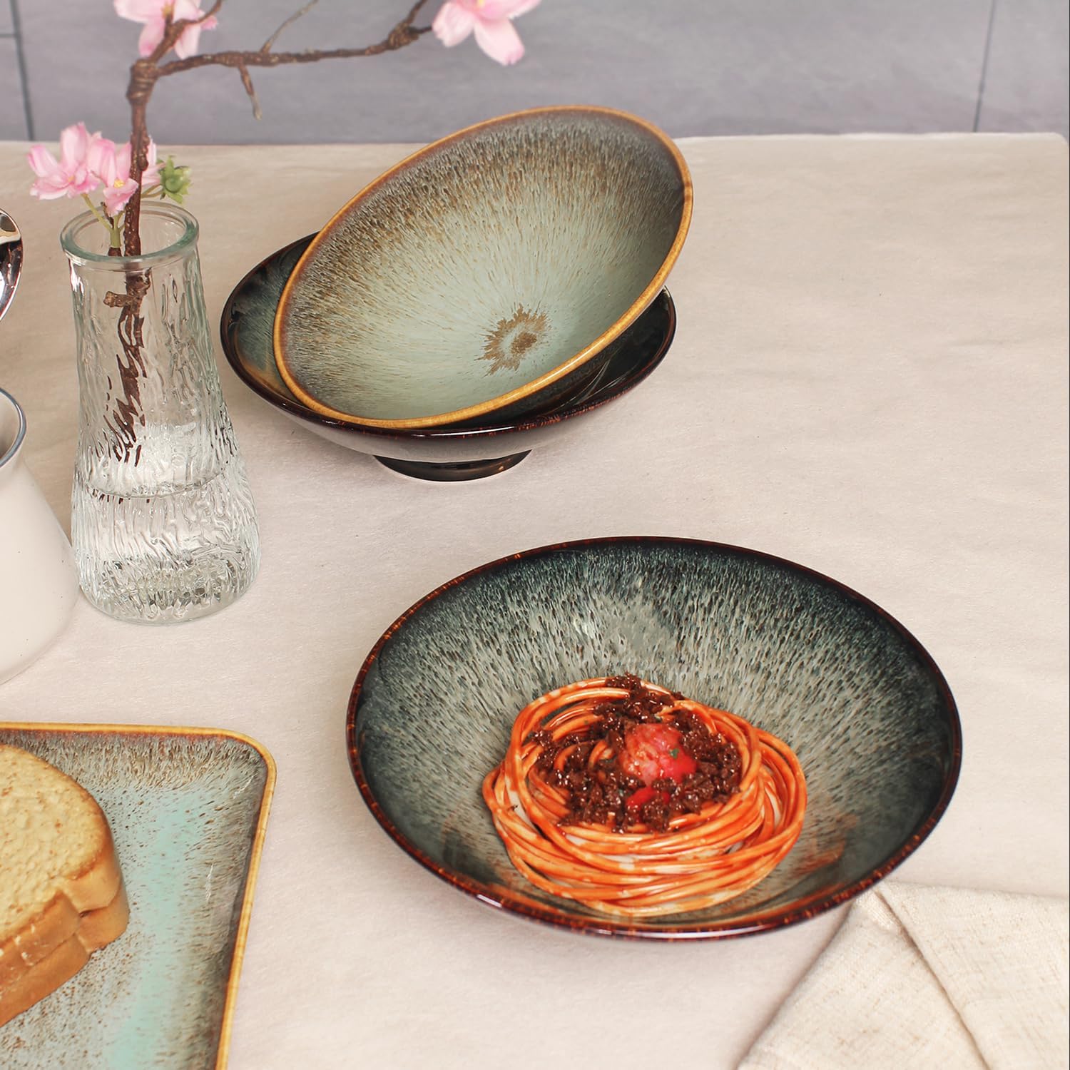 Ceramic Japanese Ramen Noodle Soup Bowl Set of 2, For Ramen, Pho, Soup, Salad, pasta, Asian Dishes,Udon noodles,Chinese Large Ramen Bowl - Microwave dishwasher oven safe, Black 8.2 Inch - Image 4