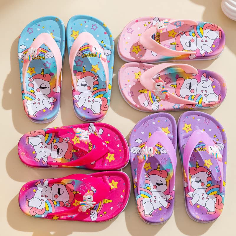 FCTREE Kids Unicorn Flip Flop Sandals Boys Girls Slides Sandals Beach Pool Water Shoes2