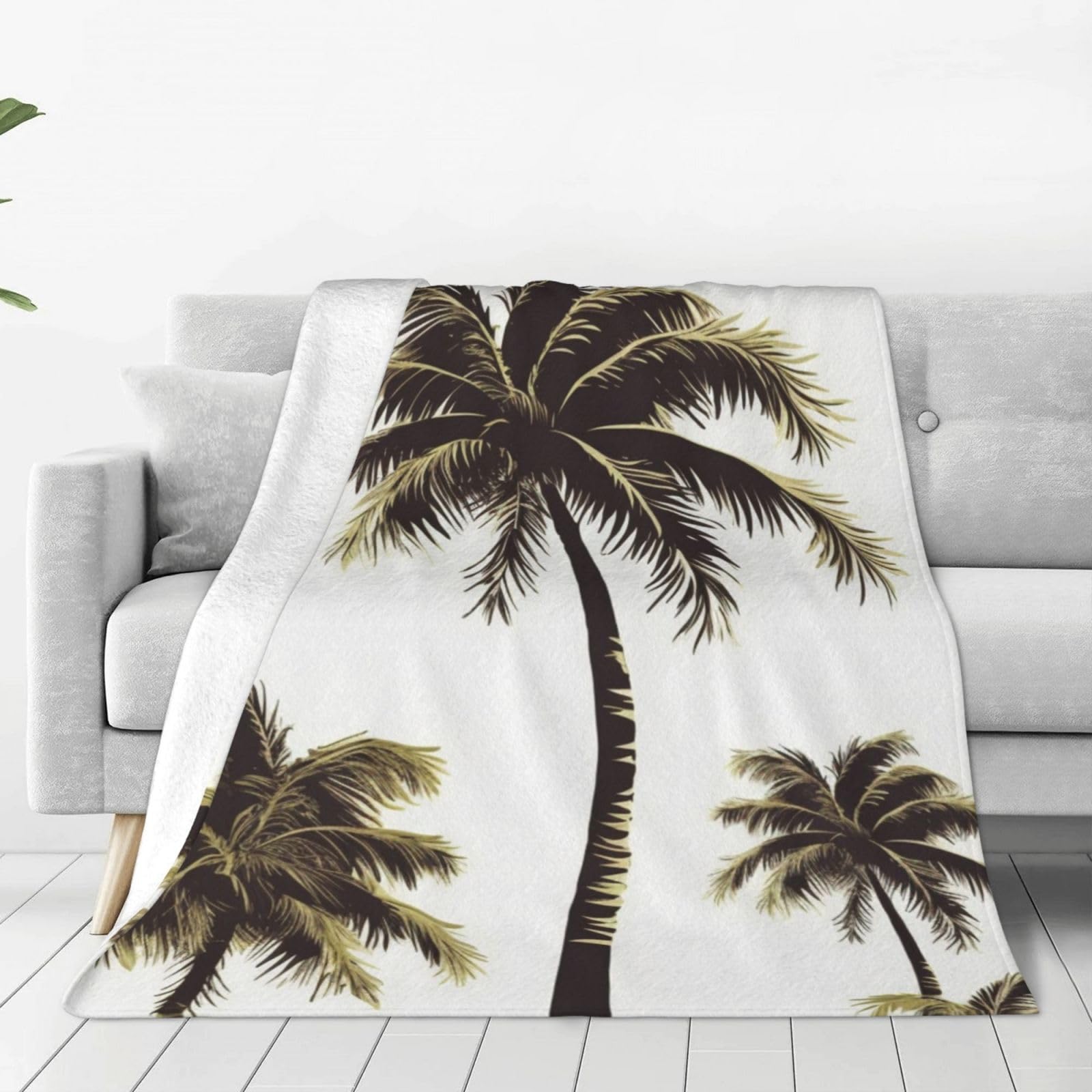 Couverture flanelle palmier anti-froid légère et douce pour lit