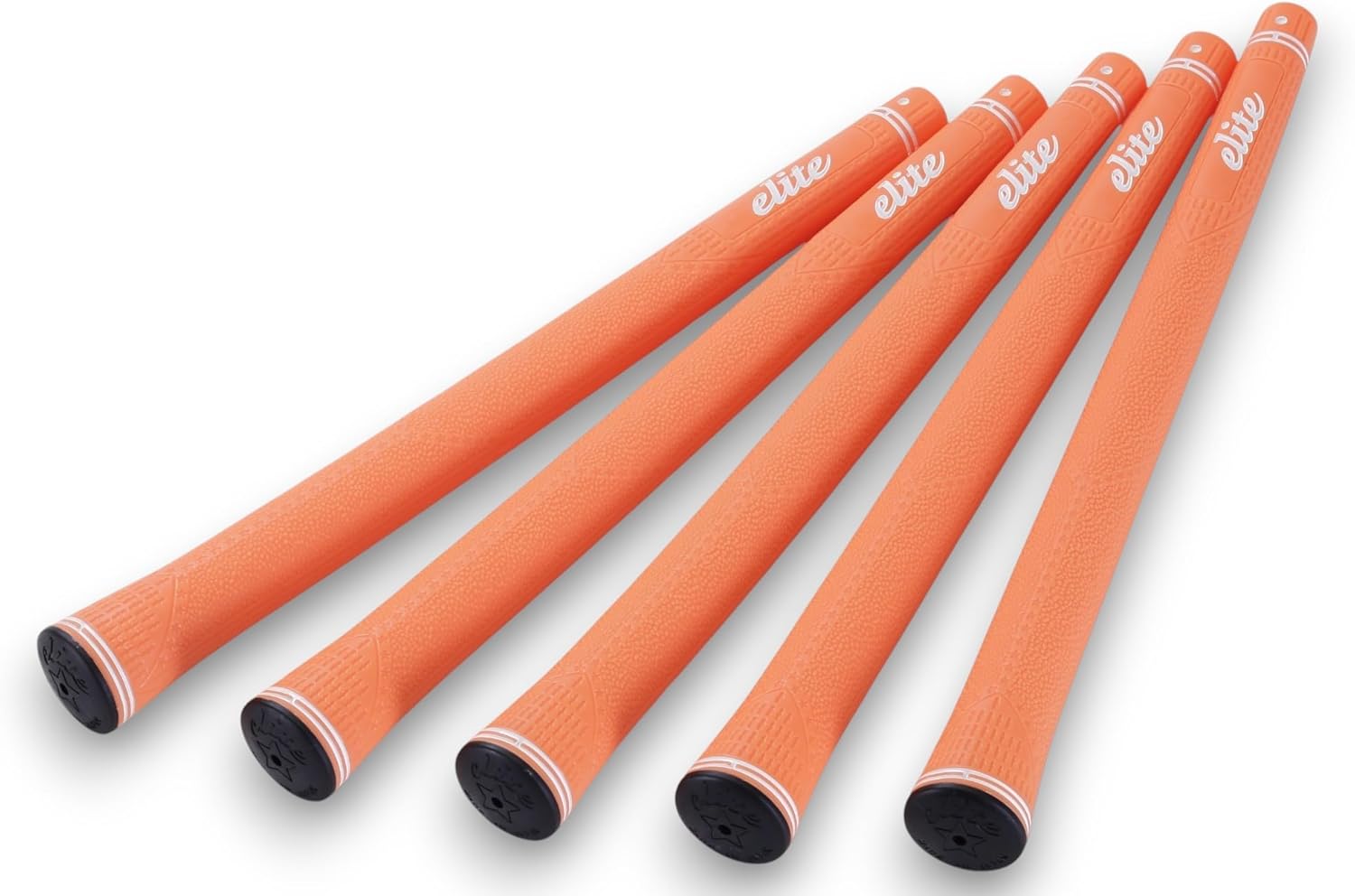 Elite Grips Competition Series CX50 Golf Grips, Grip Ends - Body Shape, Rhinestone, Backline, M58/M60/M62, Wild Orange, Length 10.4 inches (265 mm), Set of 5
